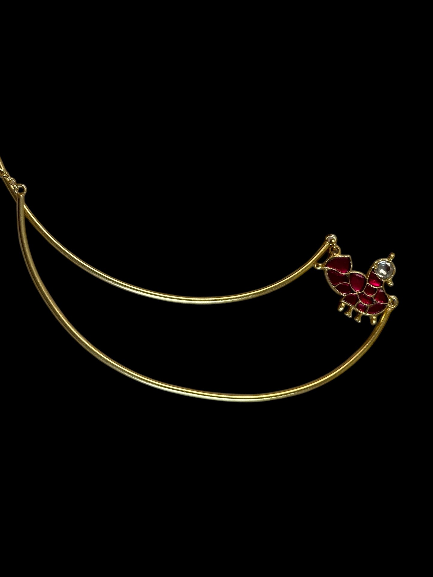 Pink Chidiya Jadau Statement Brass Hasli Set