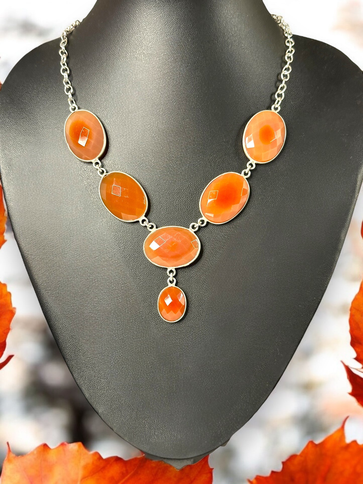 Red Carnelian Faceted Boho Necklace