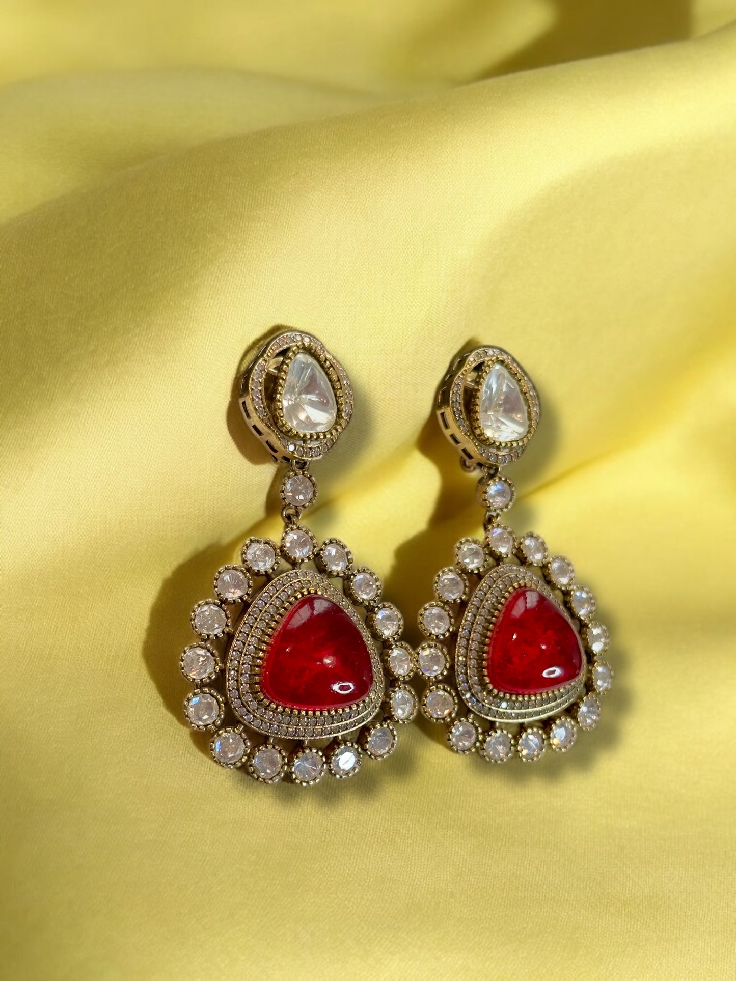 Kimaya Doublet Stone Drop Earrings