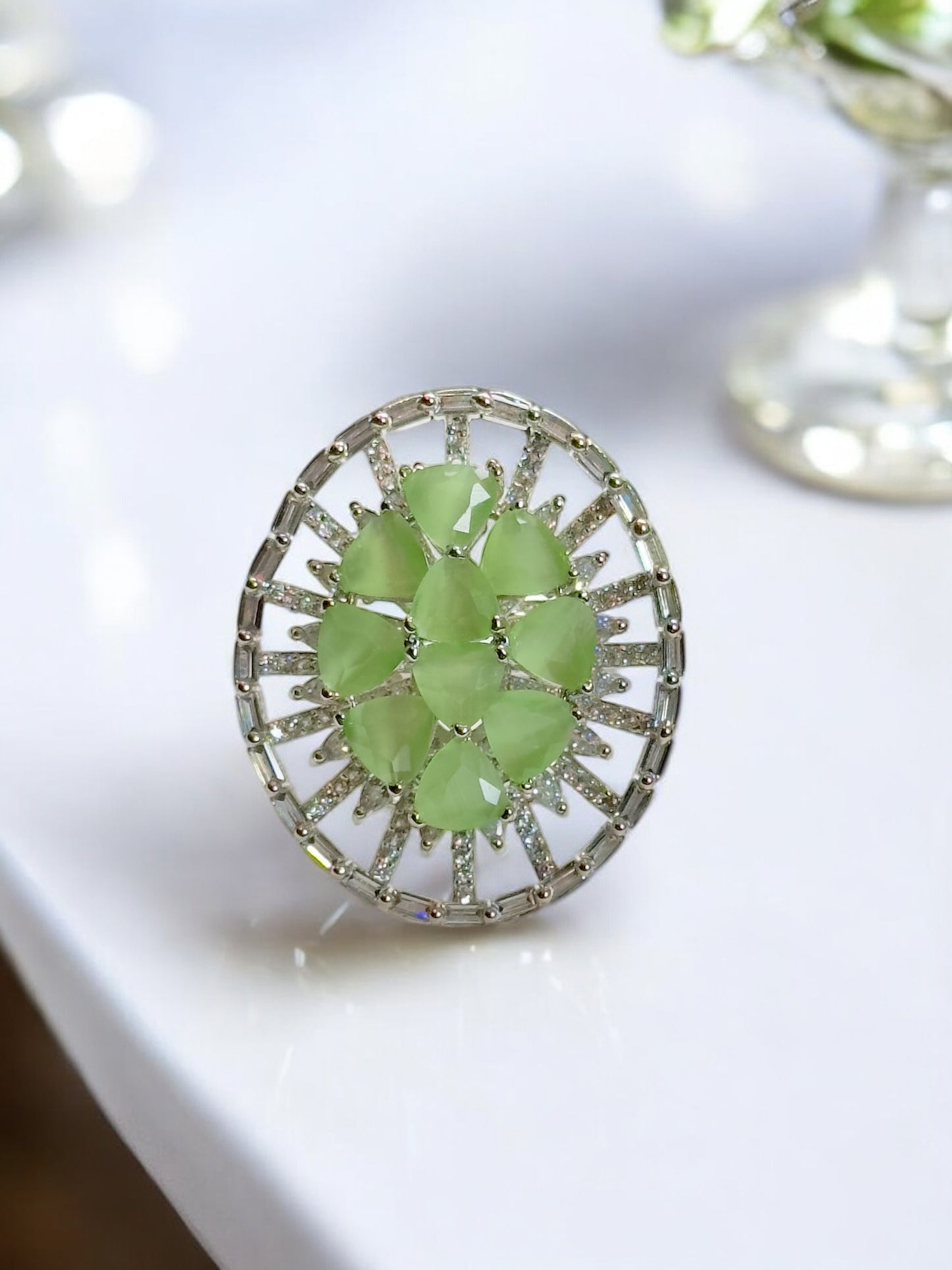 CZ Oval Alia Cocktail Adjustable Ring