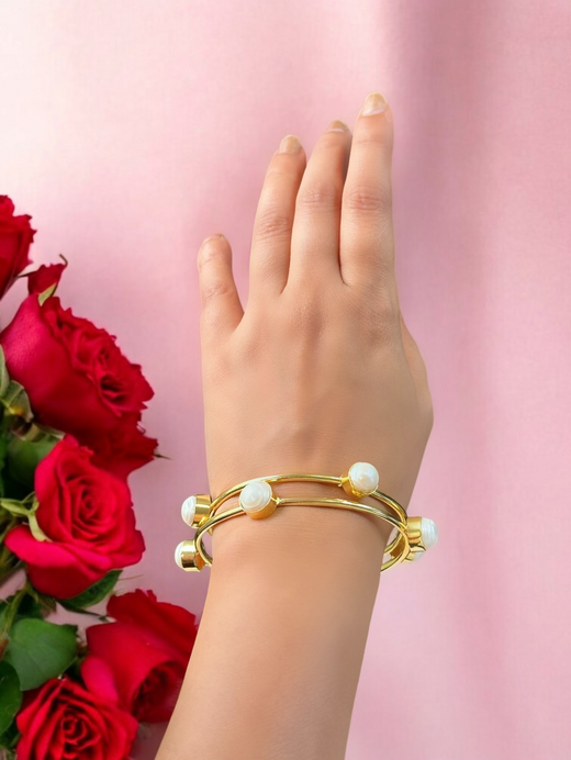 Freshwater Pearl Three Pearl Bangle Set