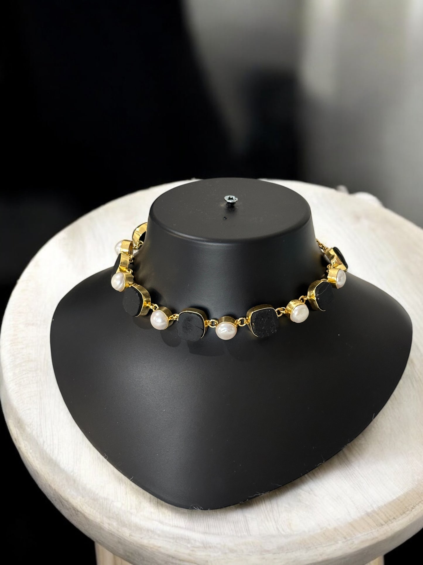 Seven Whispers Stone and Pearl Necklace Set with Earrings