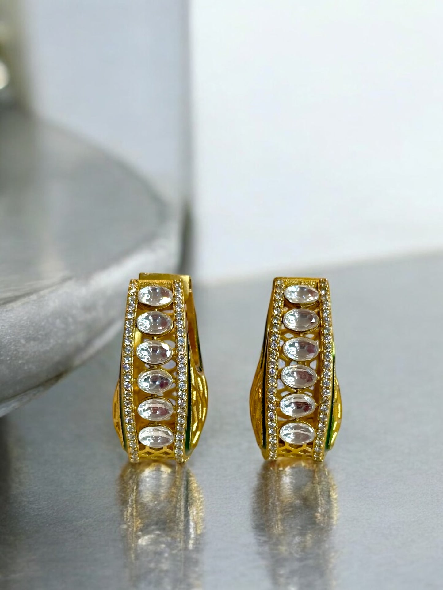 Kyra Jadau Brass Square Hoops