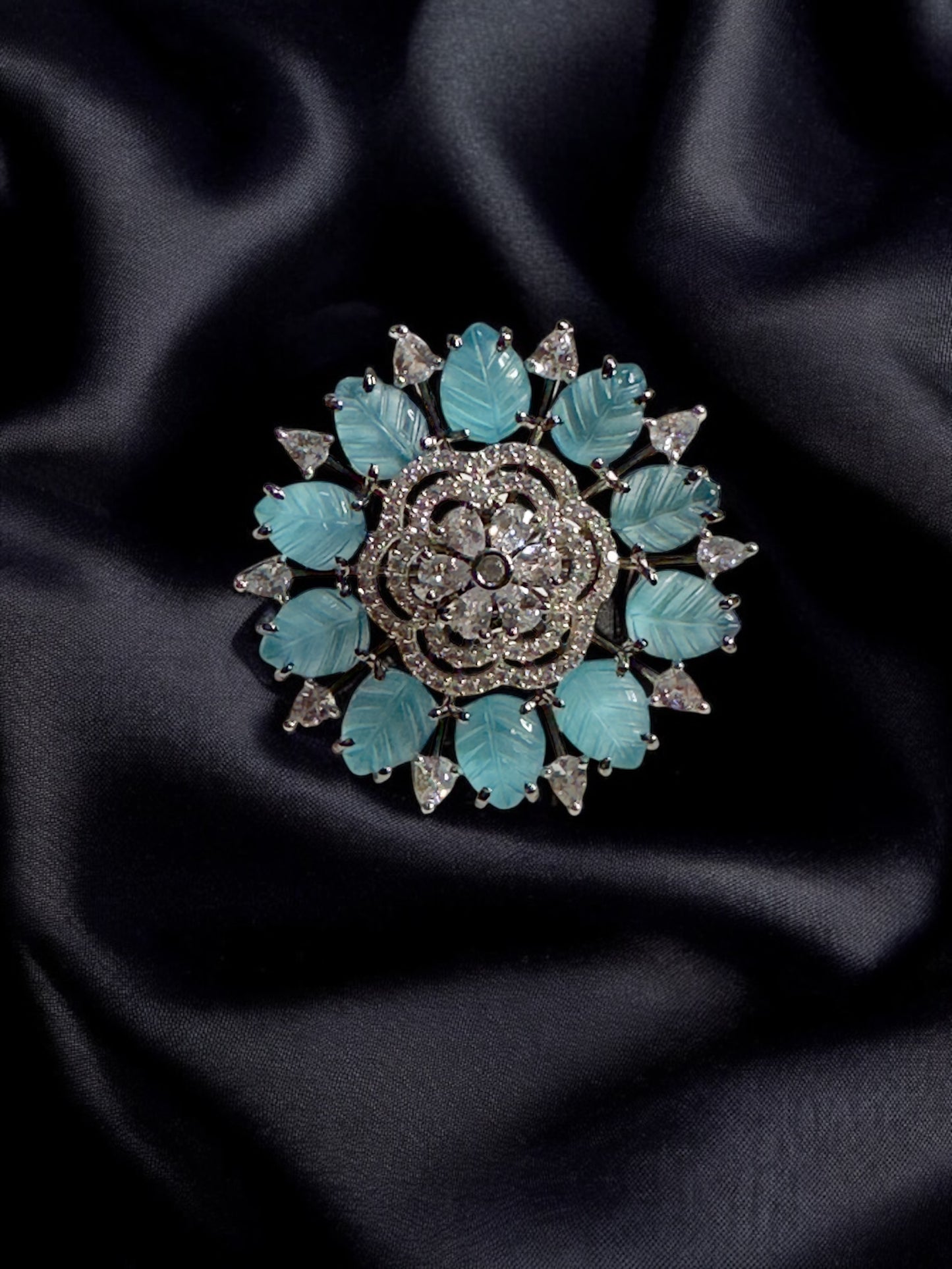 Carved Petals Alia Adjustable Cocktail Party Ring