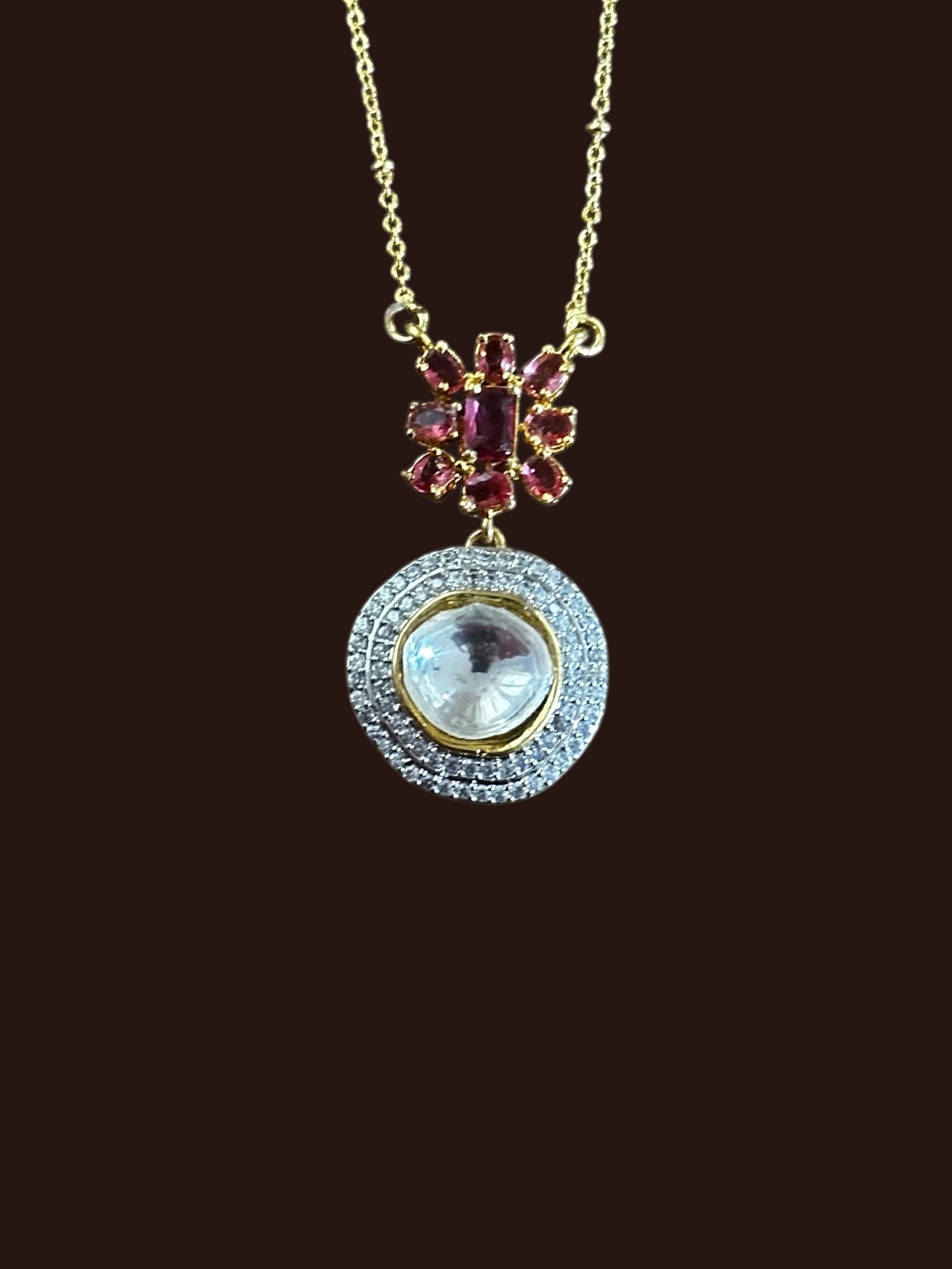 Chaand Polki Moissanite Chain Necklace Set
