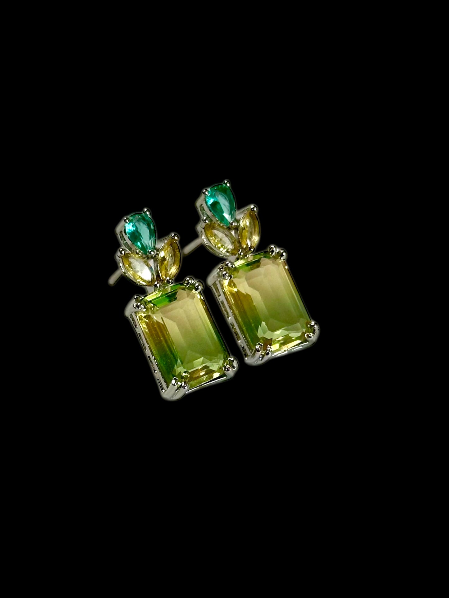Dual Shade Crystal Stud Earrings
