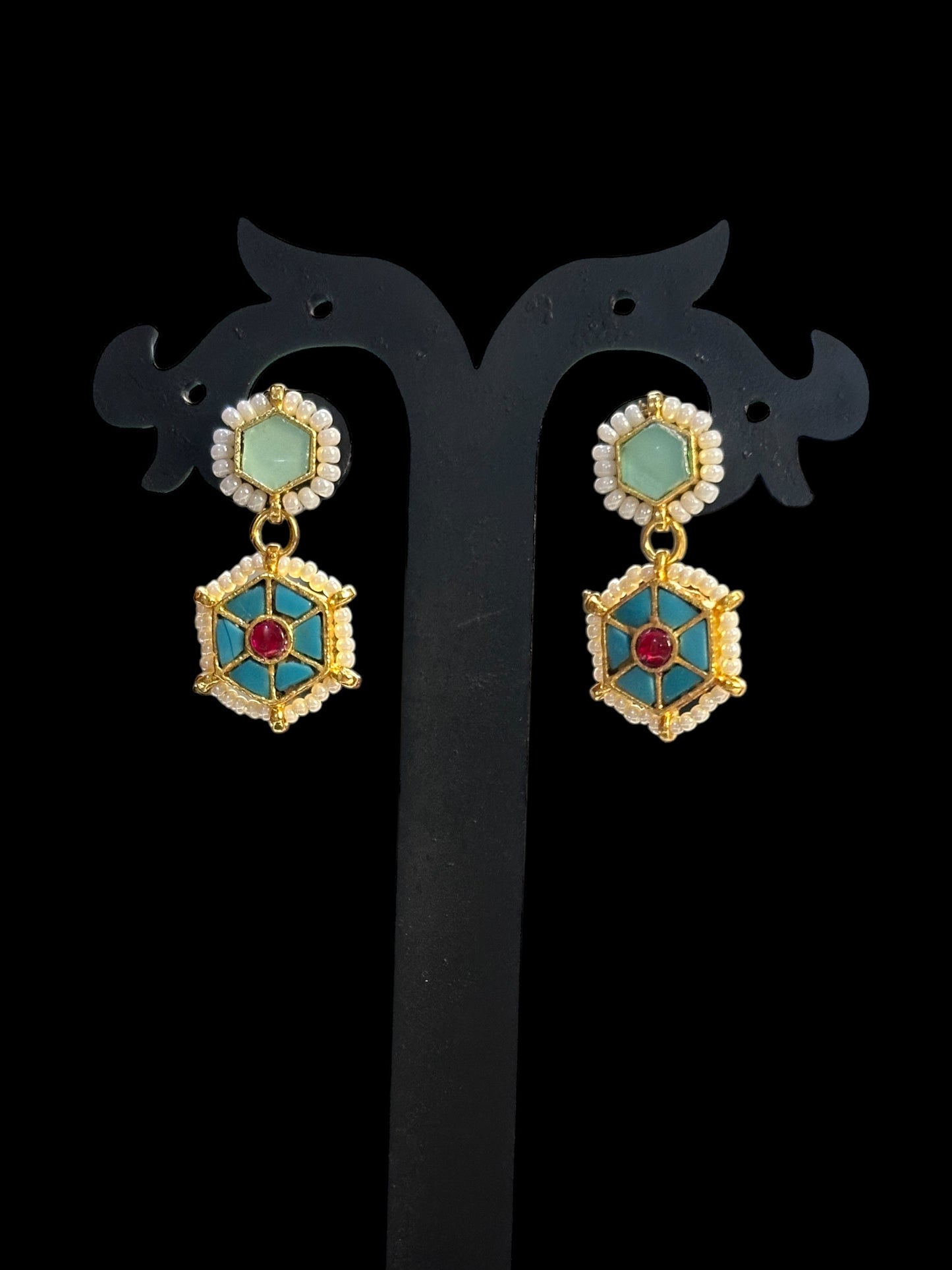 Turquoise Minimal Pachi Kundan Choker Set