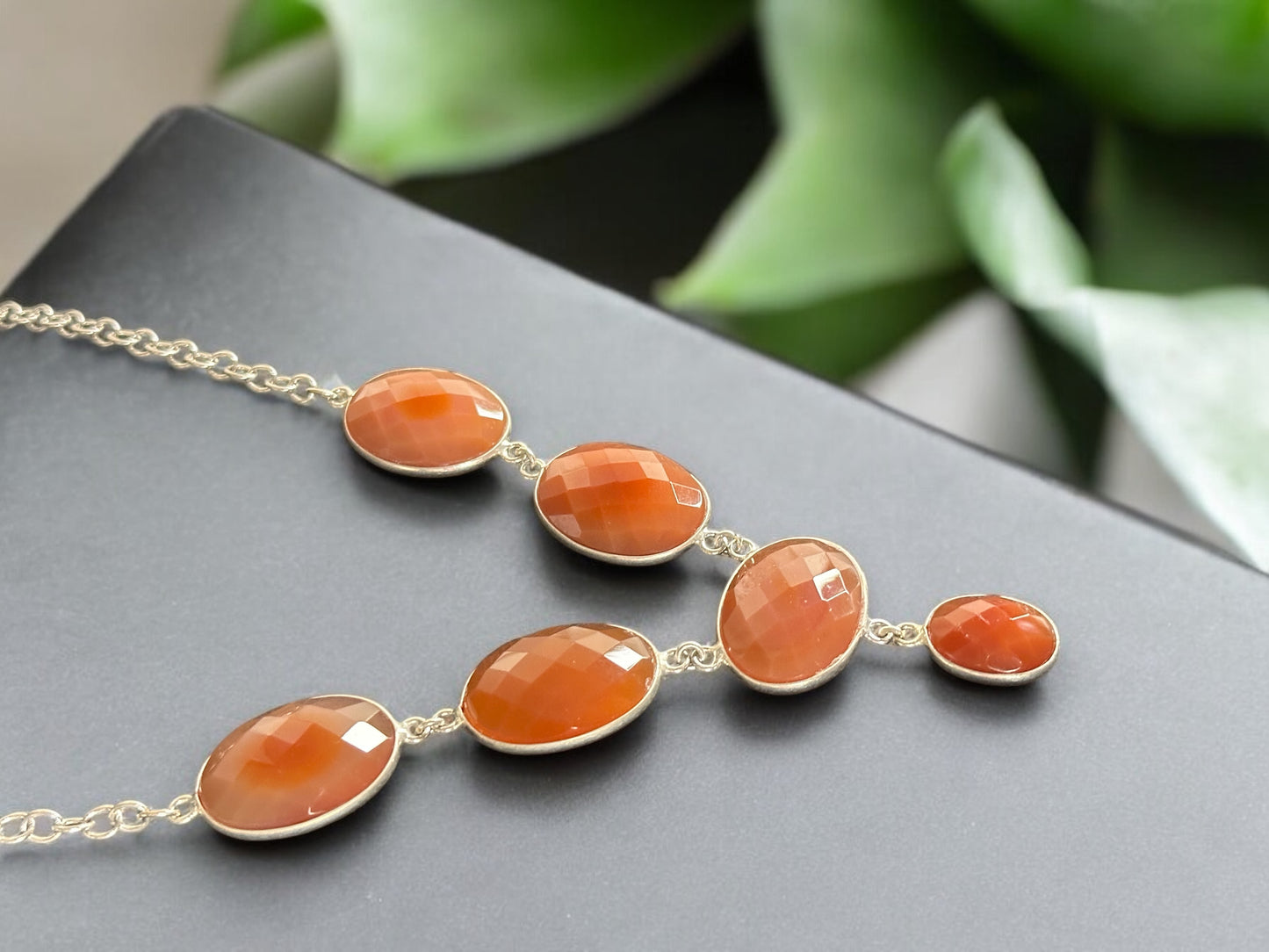 Red Carnelian Faceted Boho Necklace