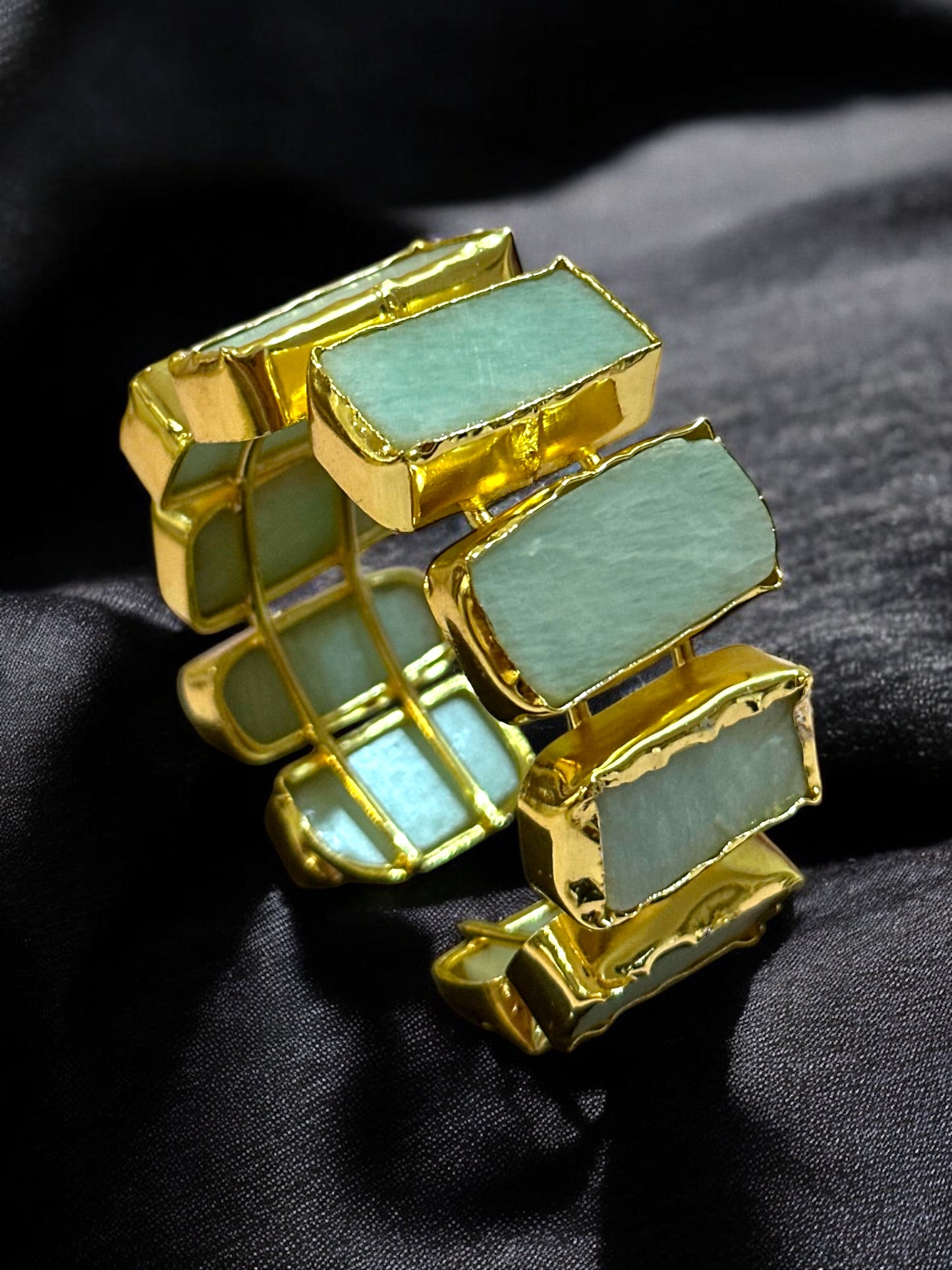 Natural Stone Box Mayanka Statement Brass Kada Adjustable