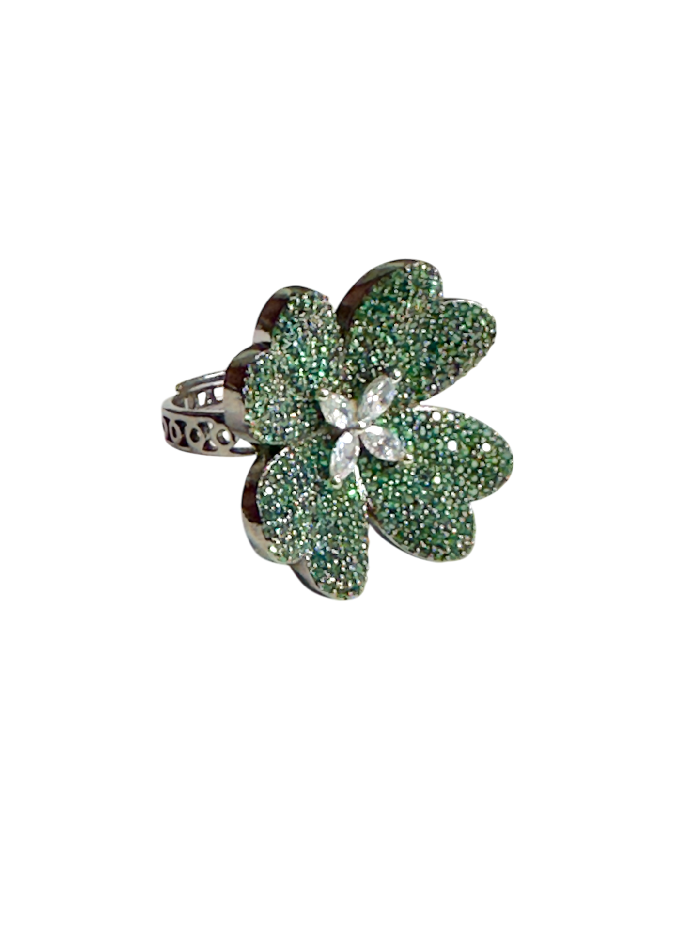 Green Nano AD Clover Alia Adjustable Ring
