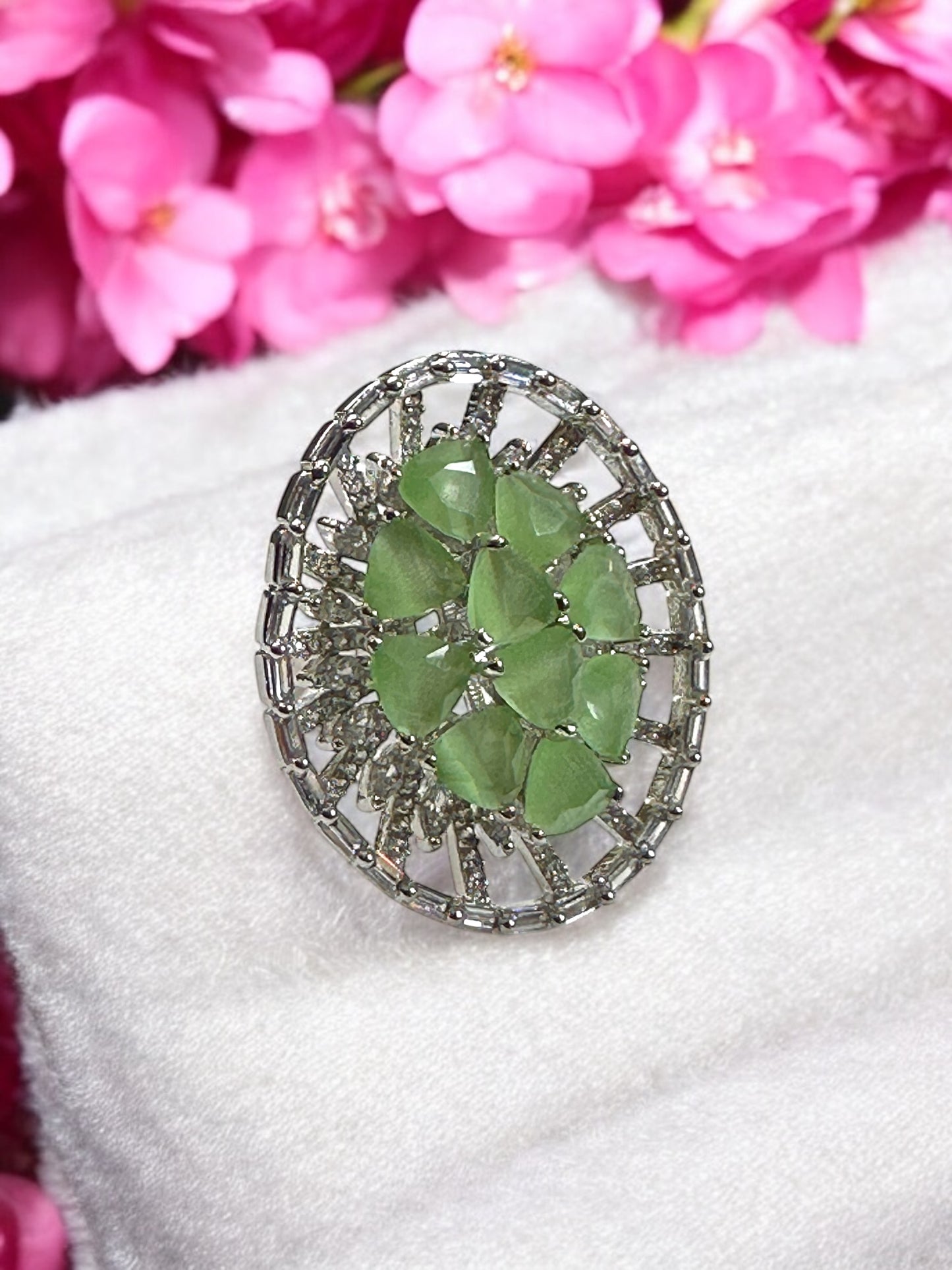 CZ Oval Alia Cocktail Adjustable Ring