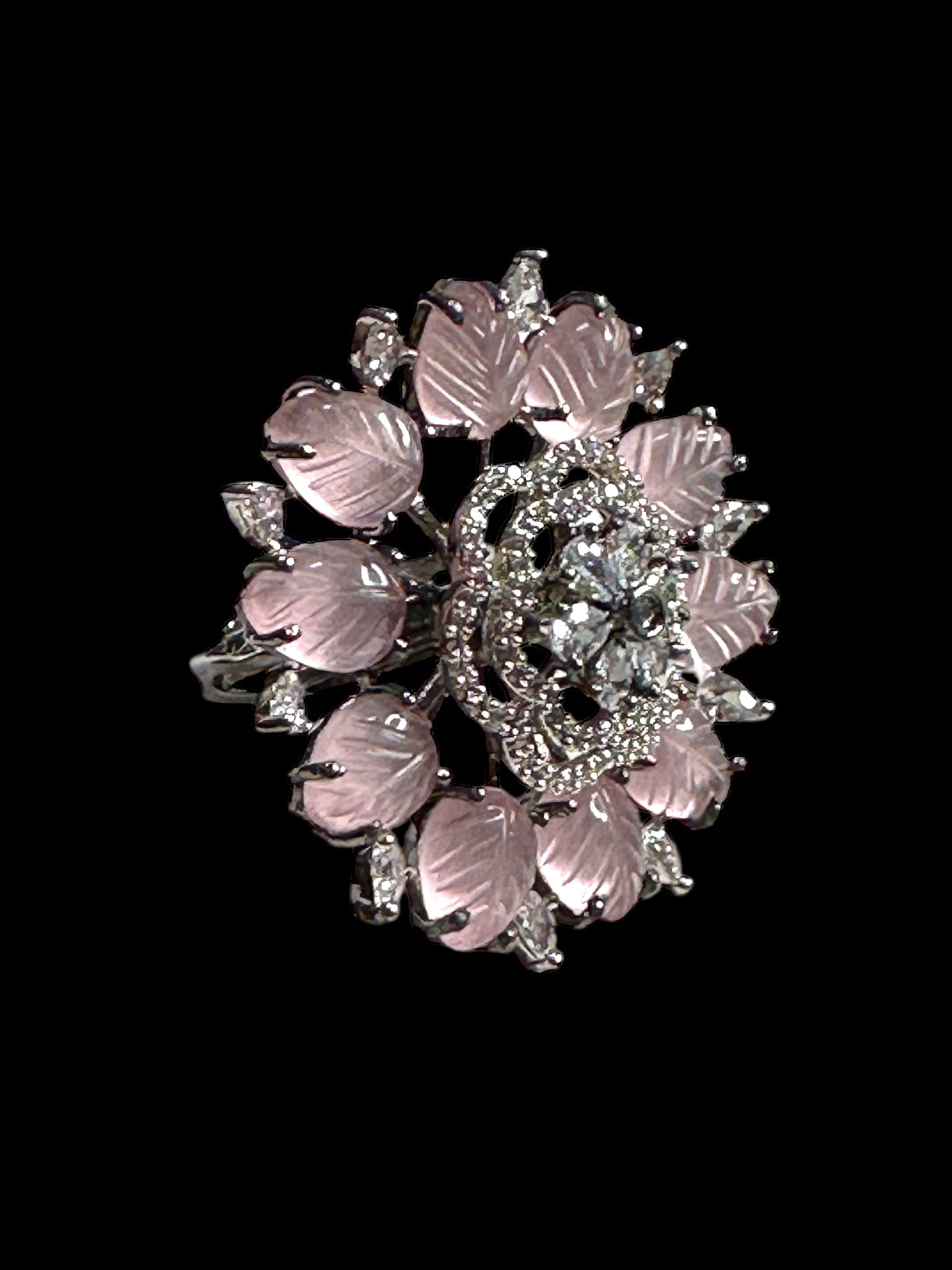 Carved Petals Alia Adjustable Cocktail Party Ring
