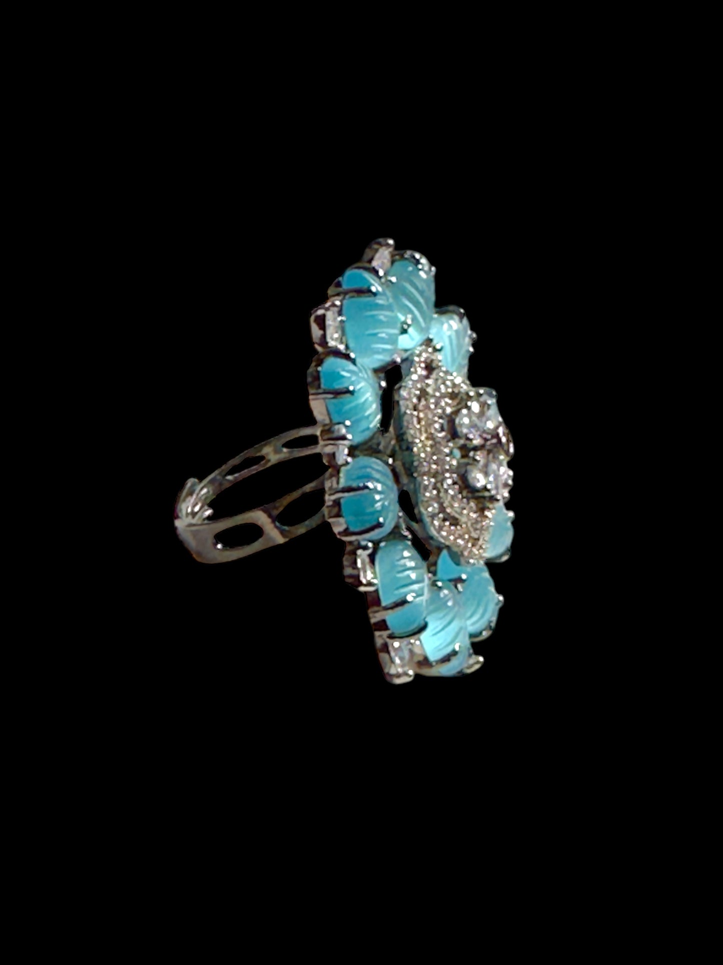 Carved Petals Alia Adjustable Cocktail Party Ring