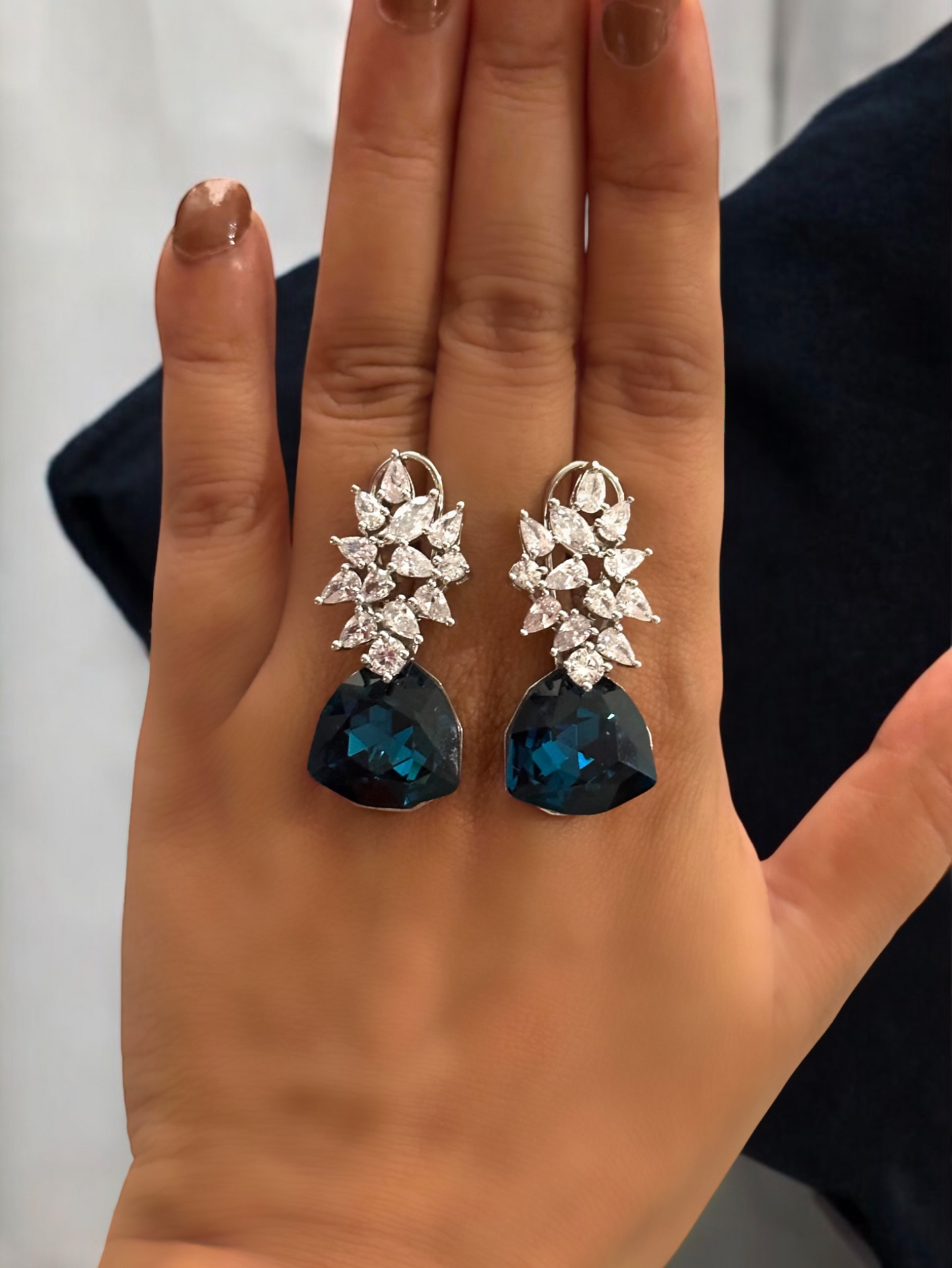Swarovski Daisy Traiangle Crystal Earrings