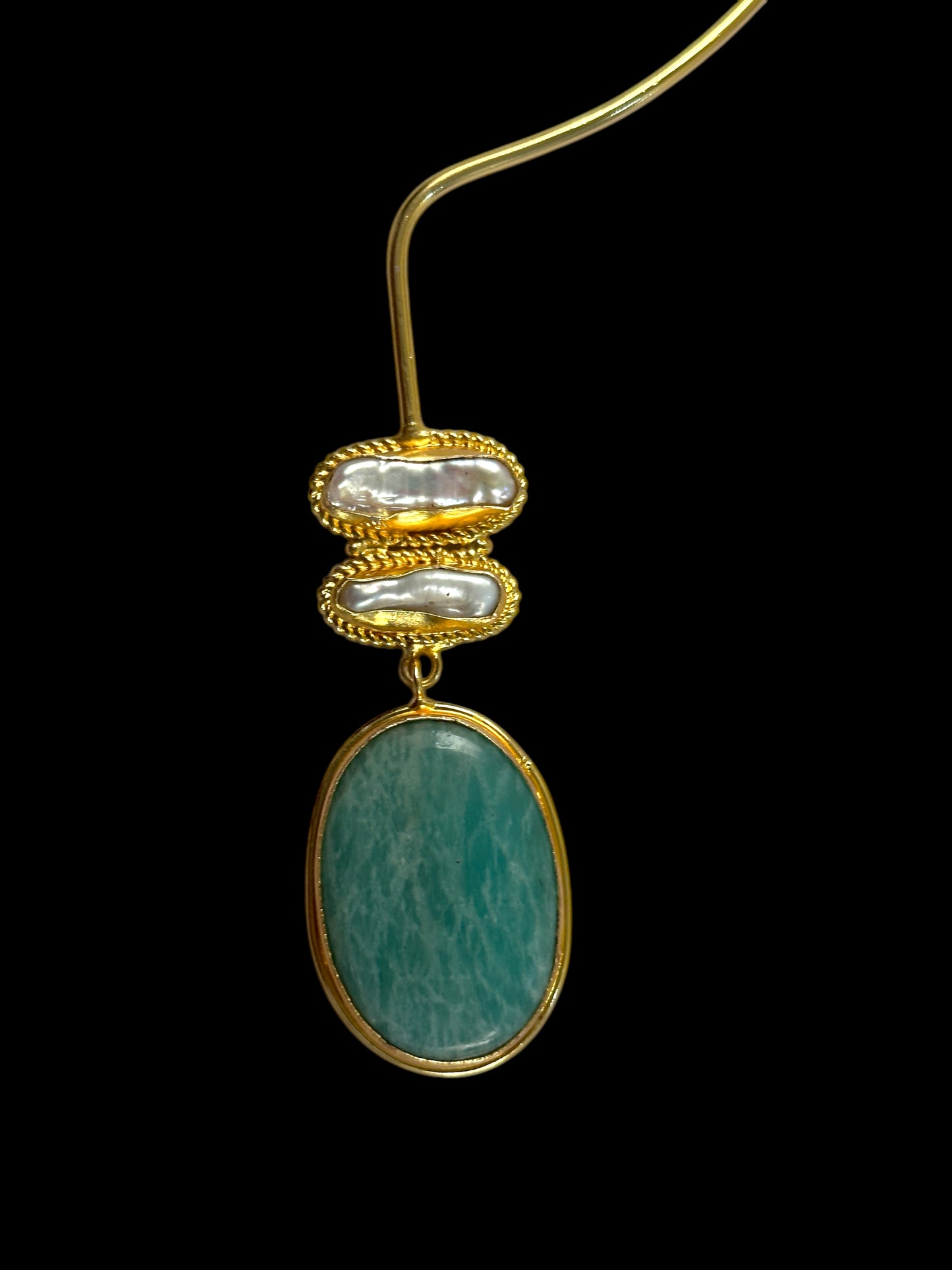 Blue Thritiya Baroque Pearl and Stone Statement Hasli