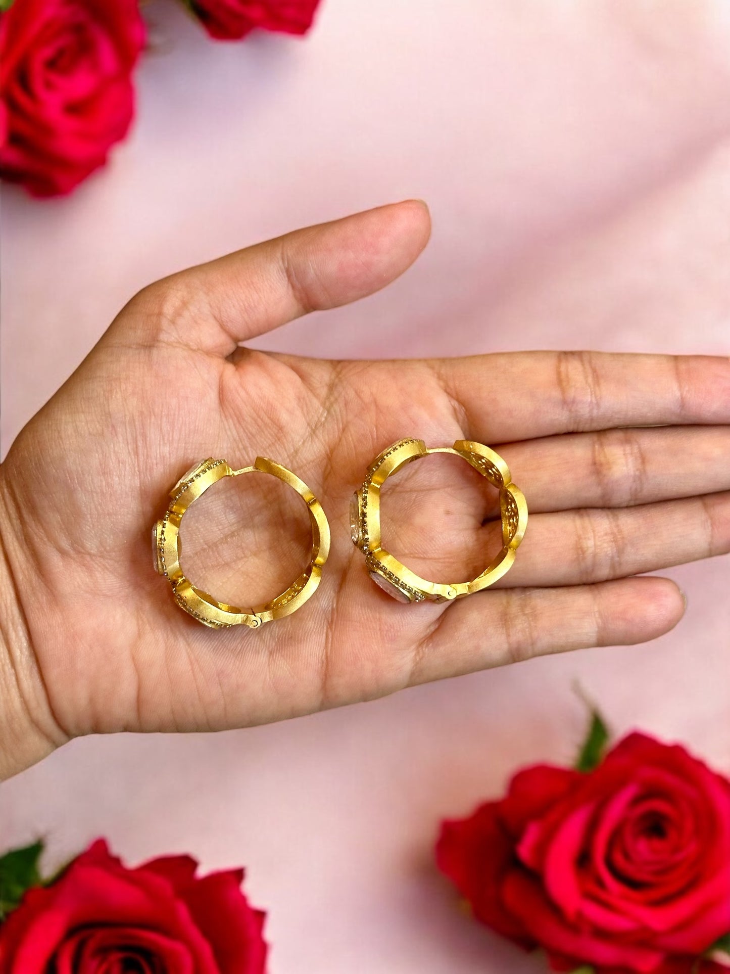 Anjana Moissanite Brass Hoops