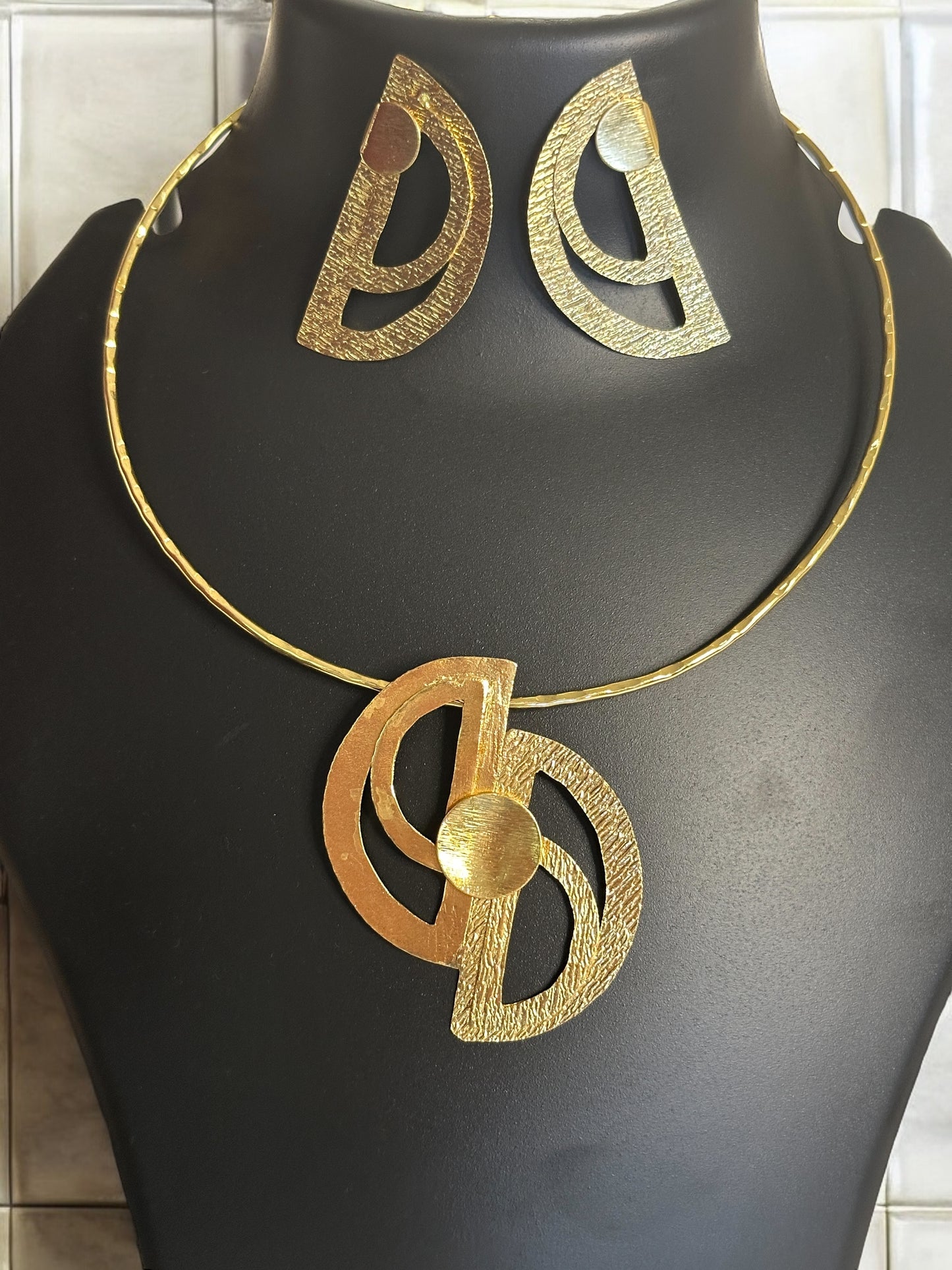 Pure Brass Chakra Statement Gold Plated Hasli Set