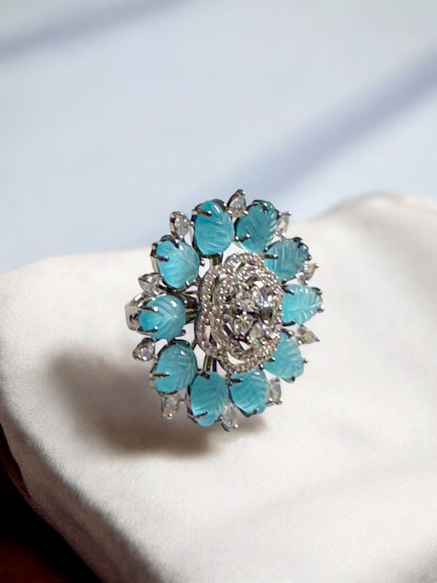 Carved Petals Alia Adjustable Cocktail Party Ring