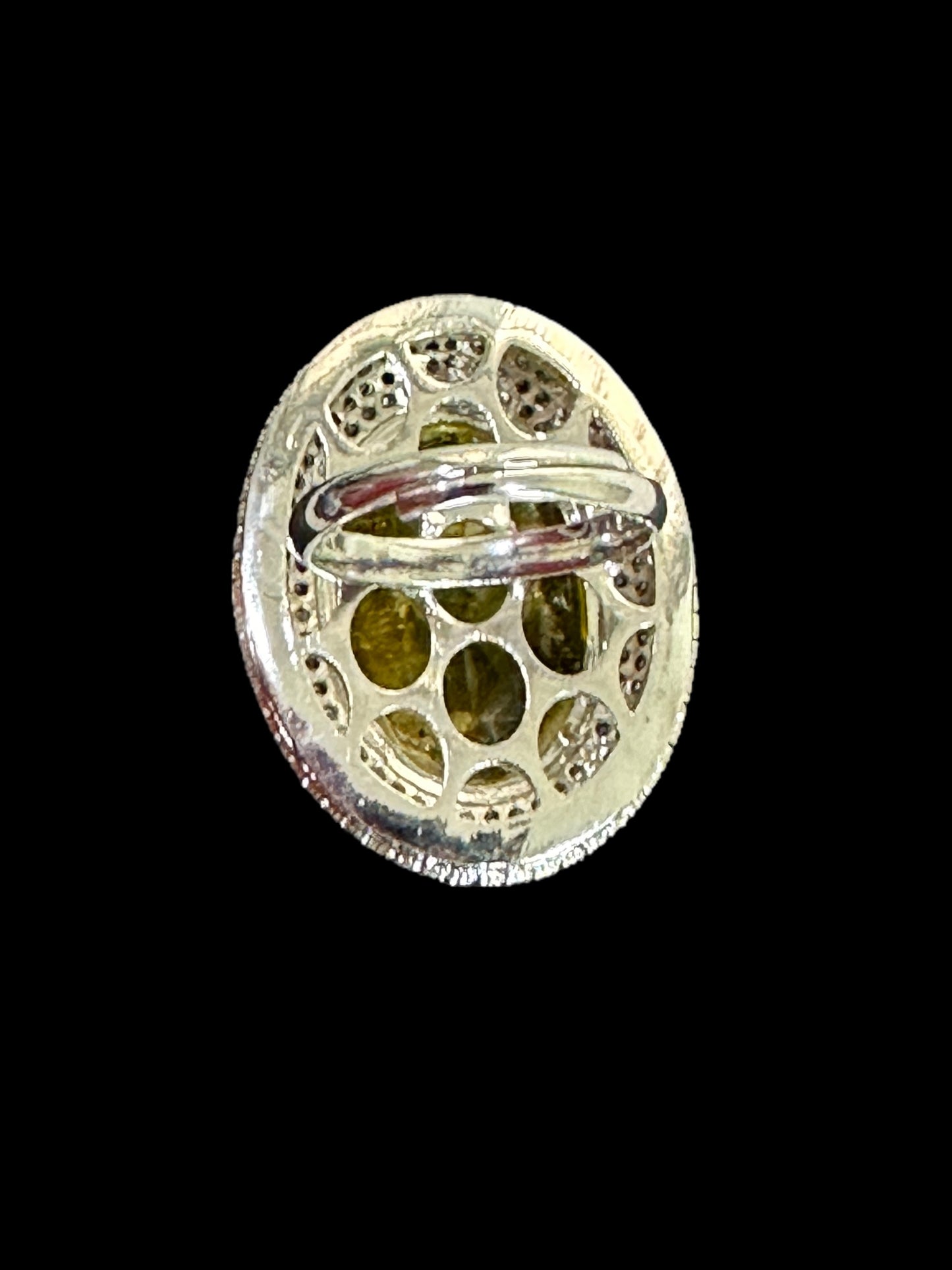 Crushed Doublet Oval Cocktail Ring Adjustable