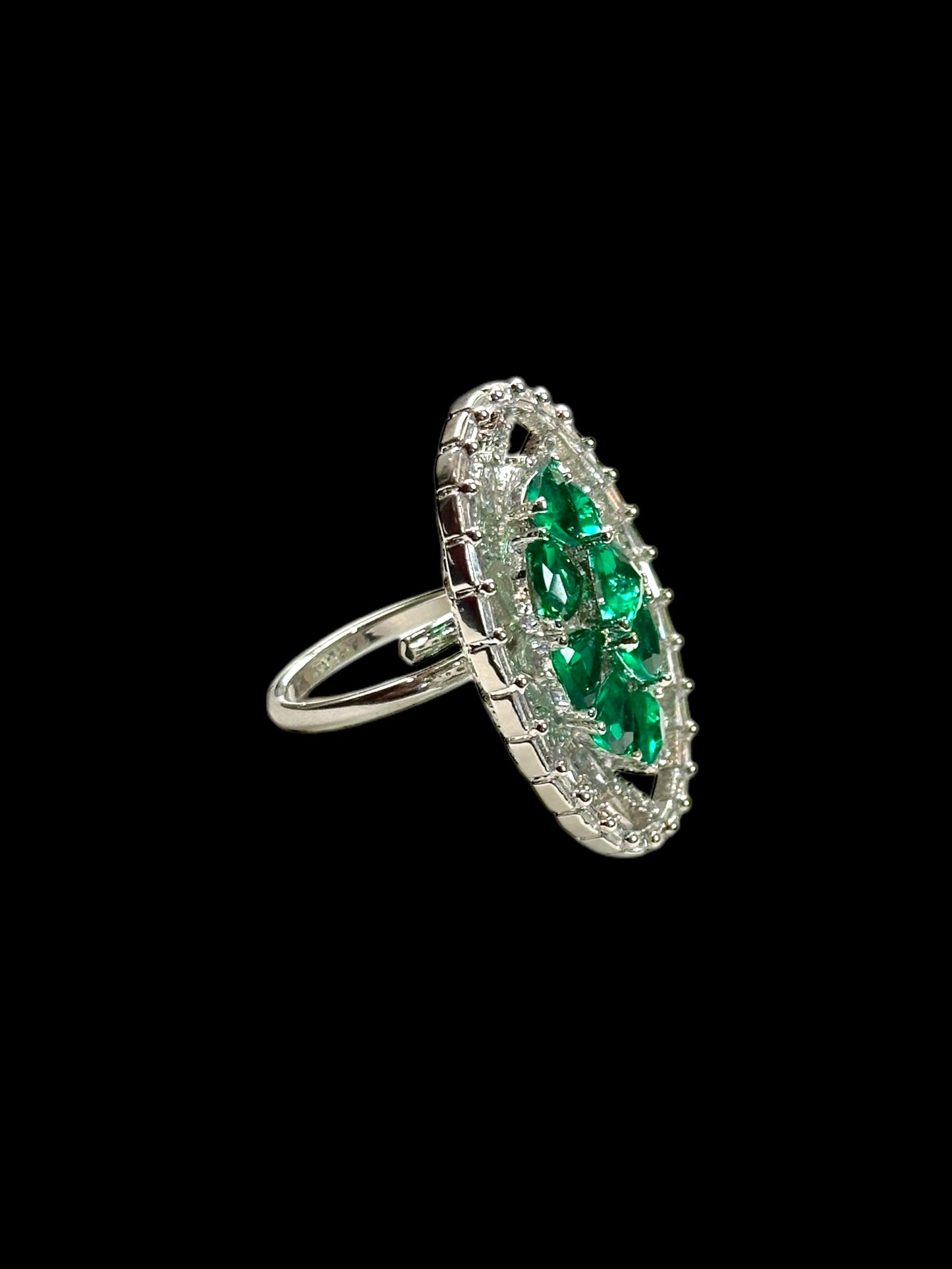 CZ Oval Alia Cocktail Adjustable Ring