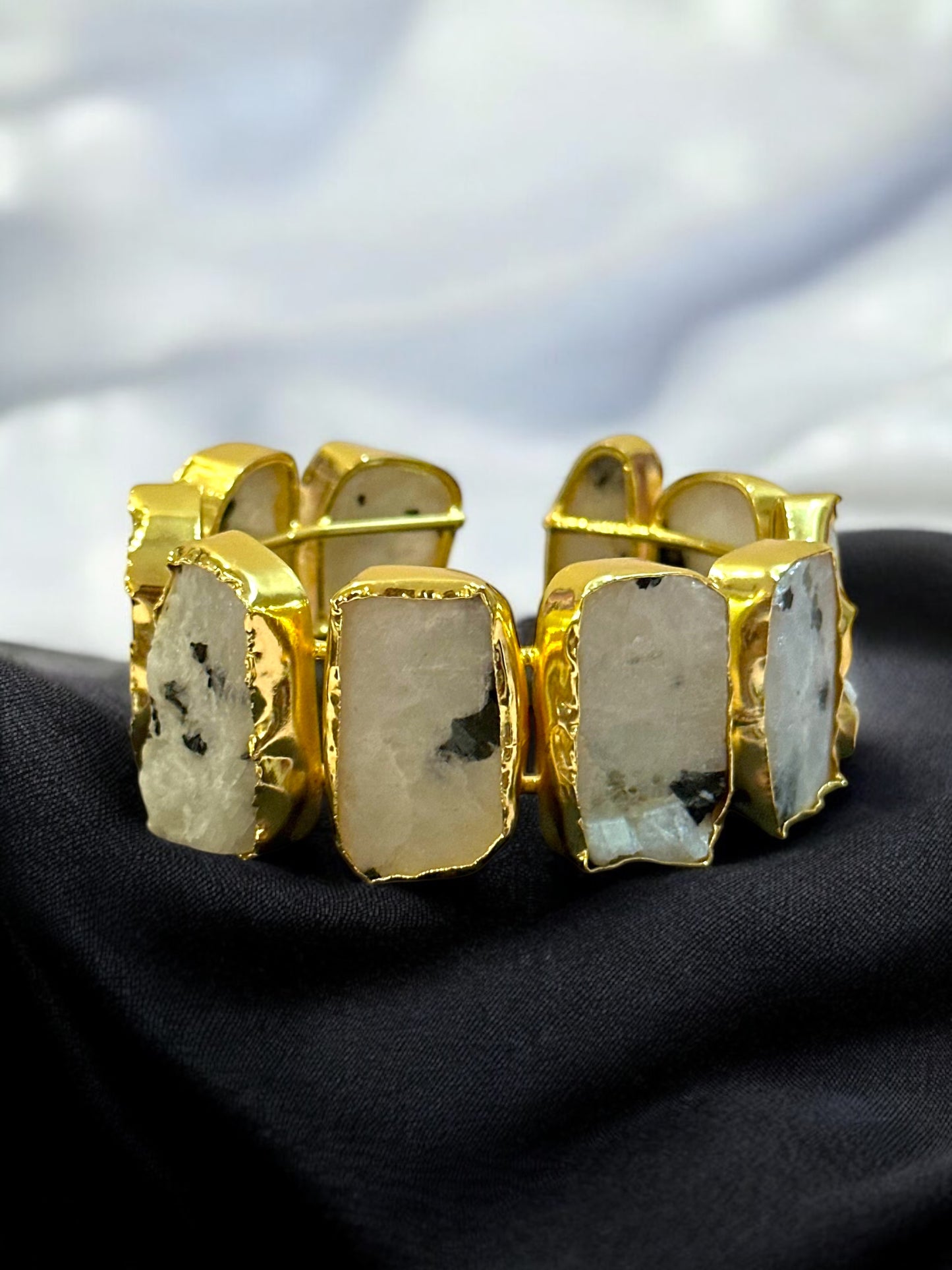 Natural Stone Box Mayanka Statement Brass Kada Adjustable
