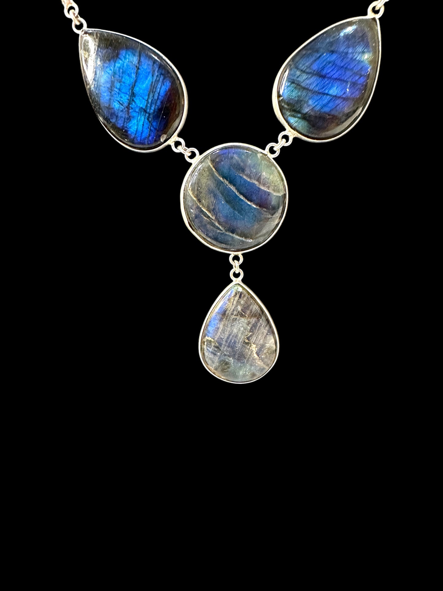 Fire Blue Labradorite Boho Necklace