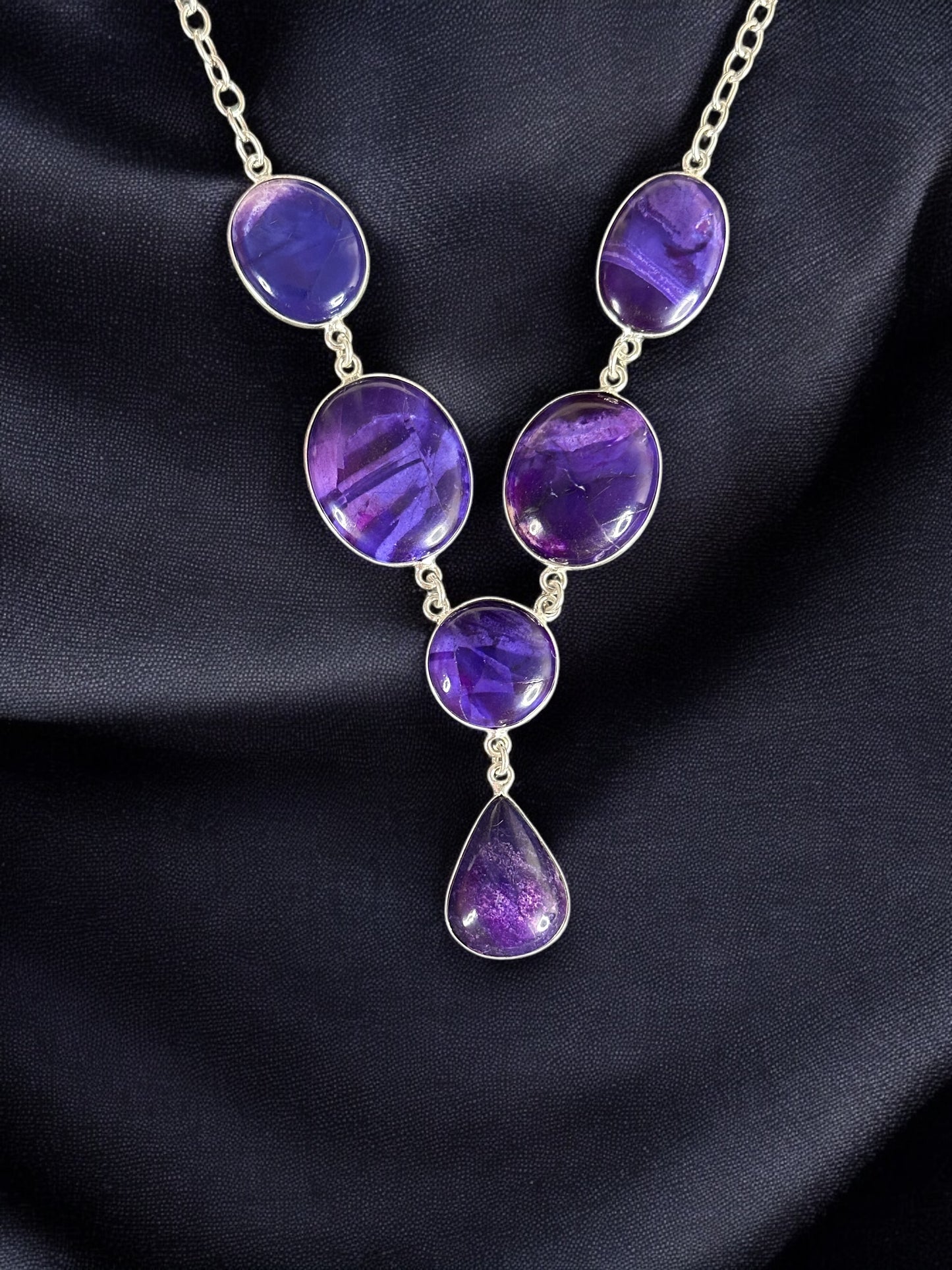 Purple Charoite Oval Boho Necklace