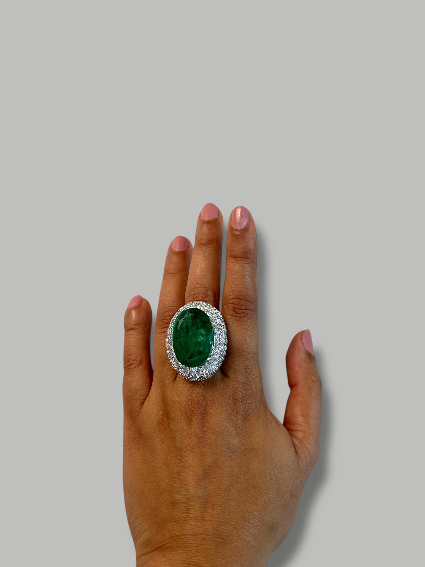 Crushed Doublet Oval Cocktail Ring Adjustable