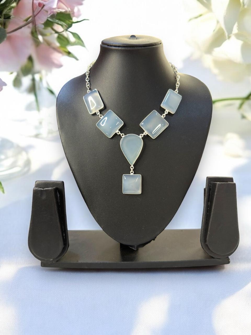 White Chalcedony Smooth Boho Necklace