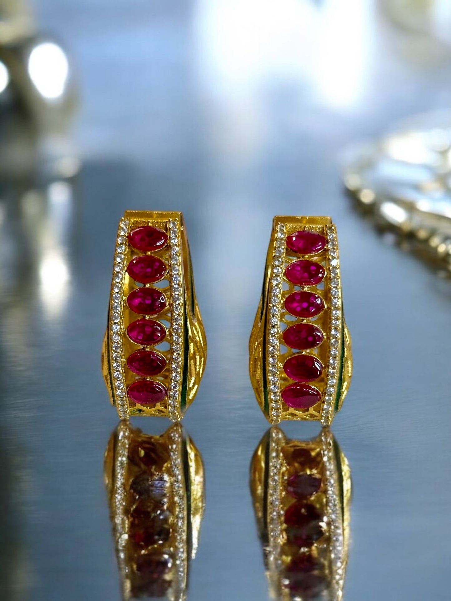 Kyra Jadau Brass Square Hoops