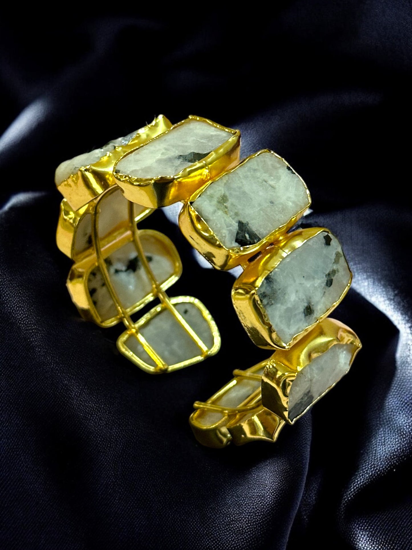 Natural Stone Box Mayanka Statement Brass Kada Adjustable