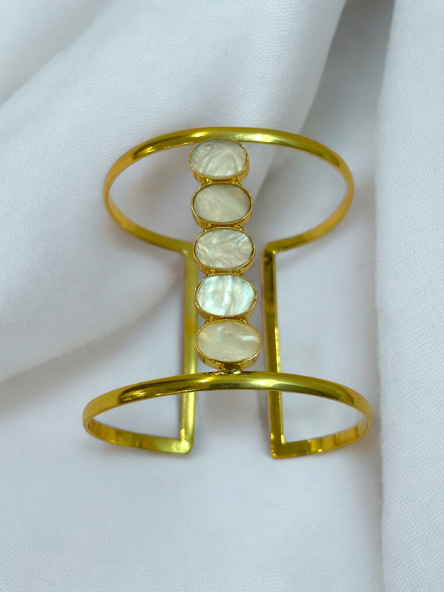 Mother-Of-Pearl Halo Cuff Bracelet