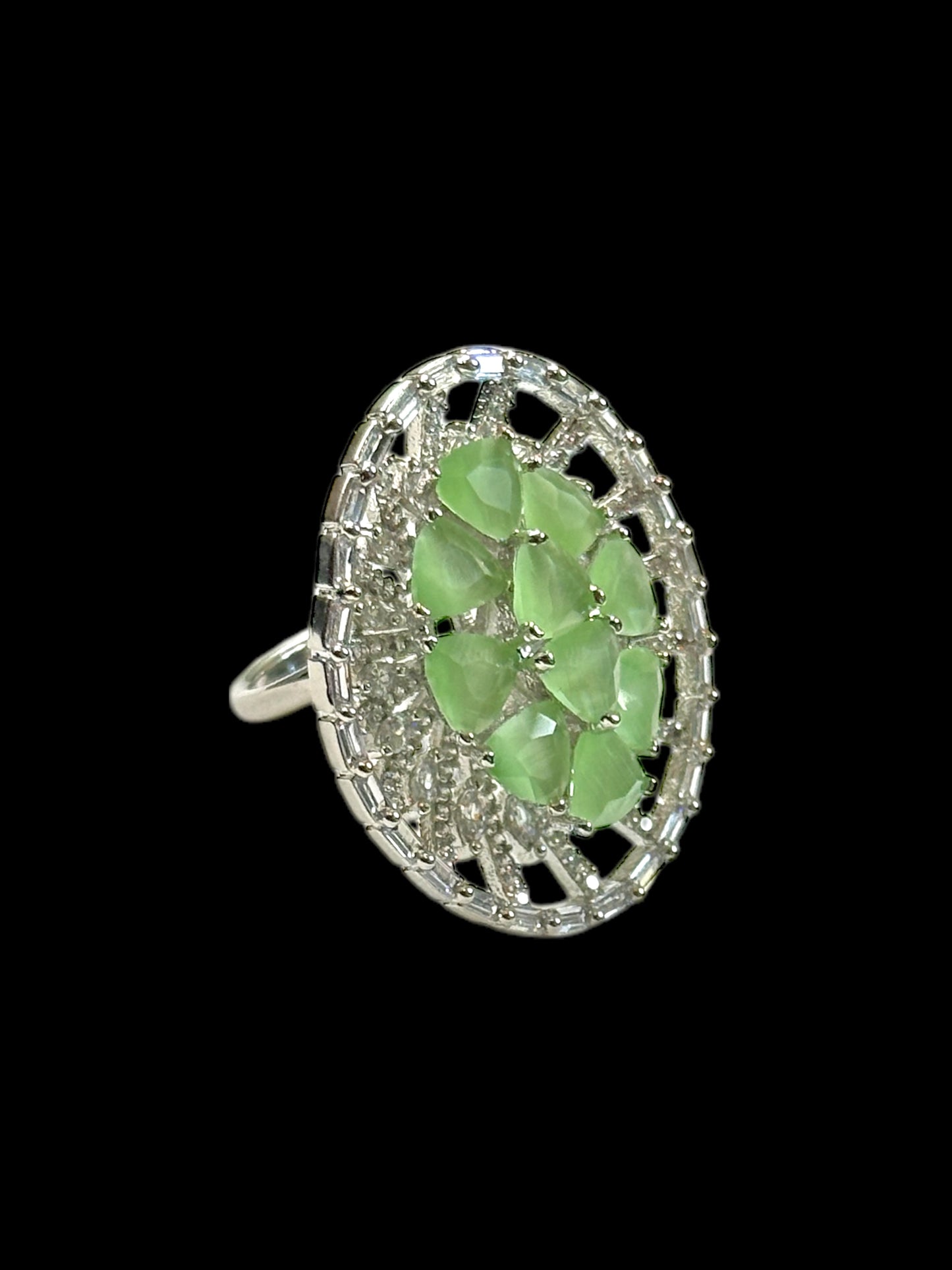 CZ Oval Alia Cocktail Adjustable Ring