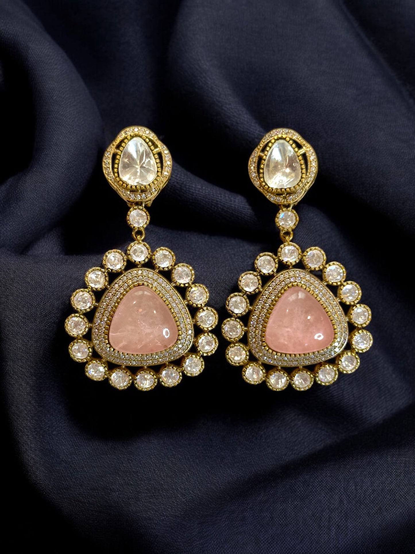 Kimaya Doublet Stone Drop Earrings