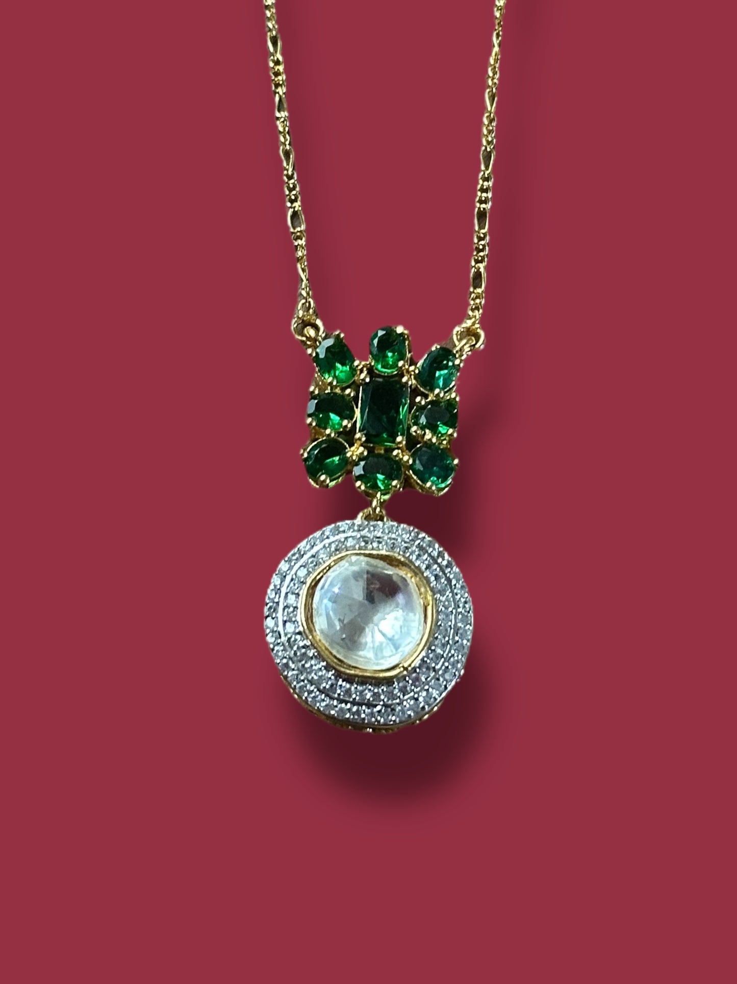 Chaand Polki Moissanite Chain Necklace Set