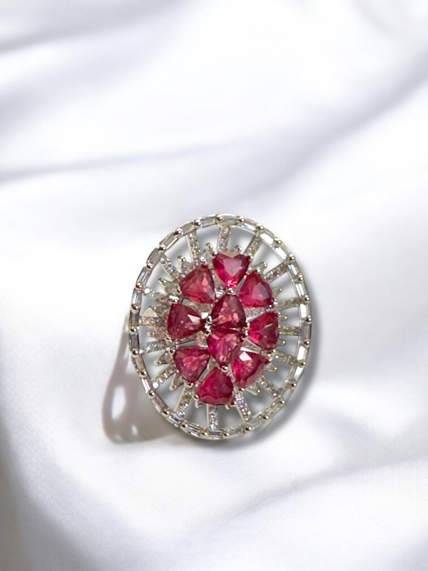 CZ Oval Alia Cocktail Adjustable Ring