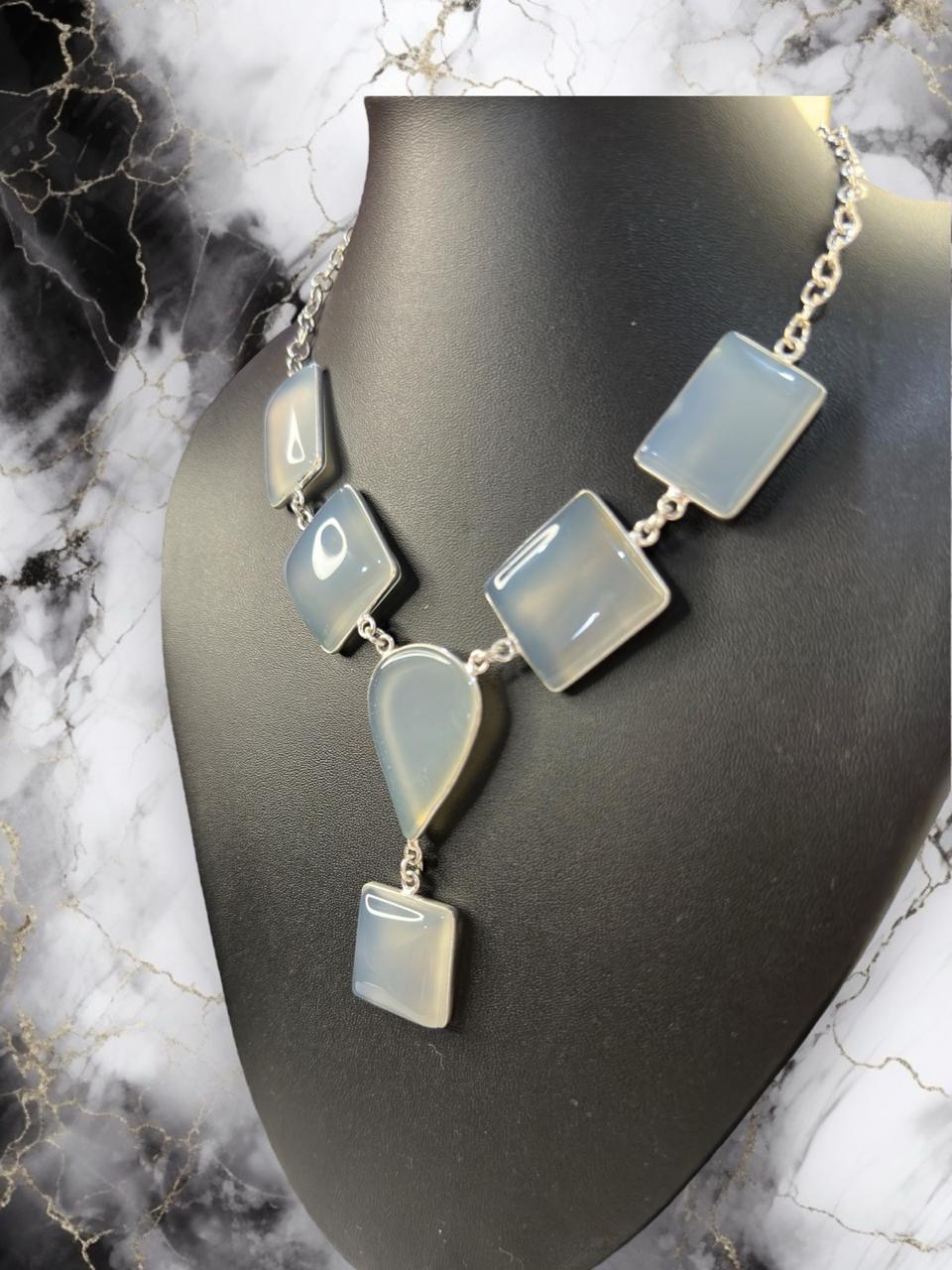 White Chalcedony Smooth Boho Necklace