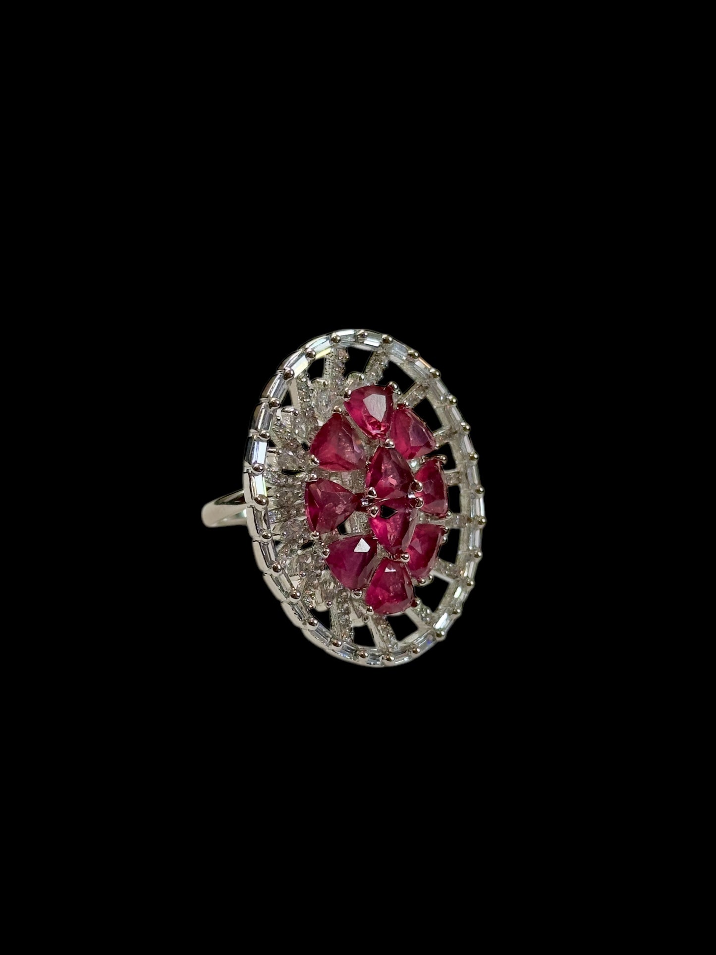 CZ Oval Alia Cocktail Adjustable Ring