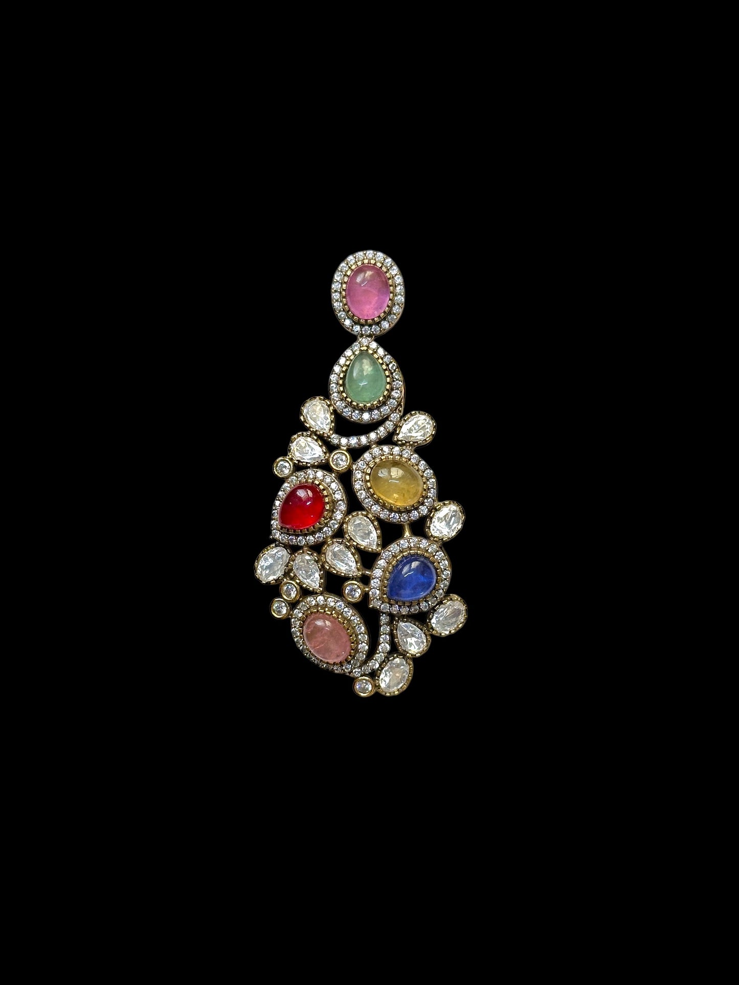 Multicolour Semiprecious Stone Ananya Statement Brass Earrings