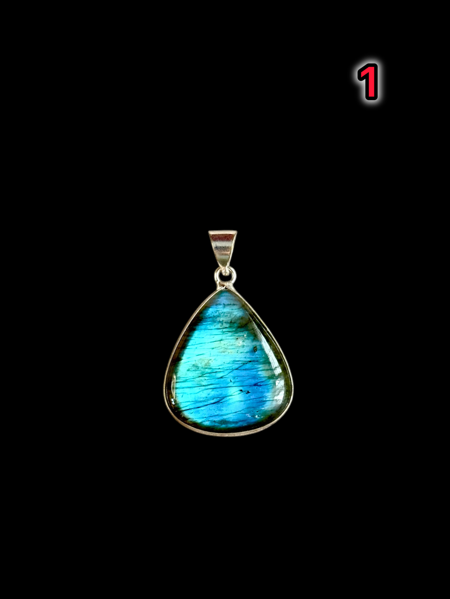 Mystic Aurora Labradorite Pendant in White Alloy (No Chain)