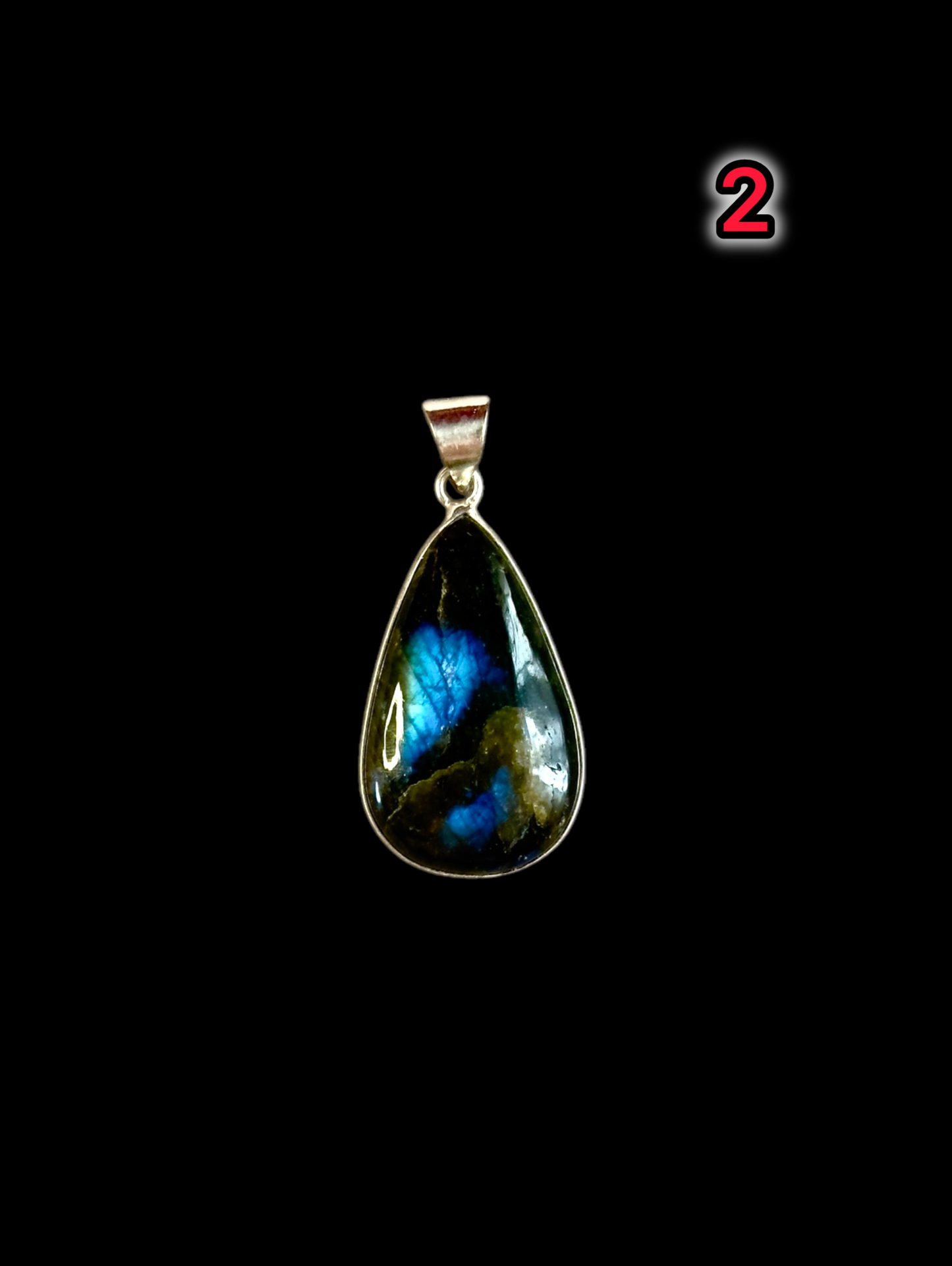 Mystic Aurora Labradorite Pendant in White Alloy (No Chain)