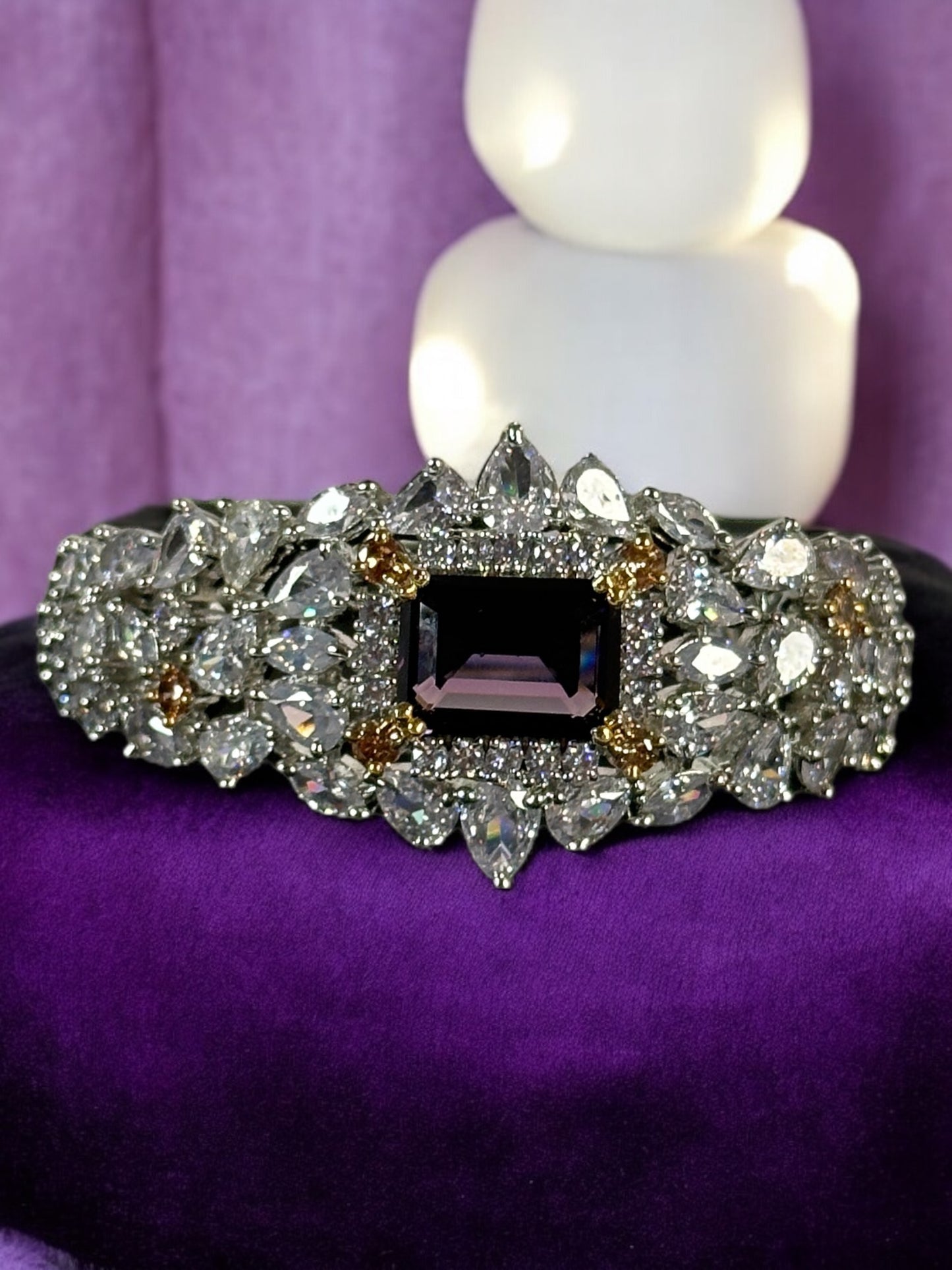 Royal Purple CZ and Doublet Cocktail Bracelet