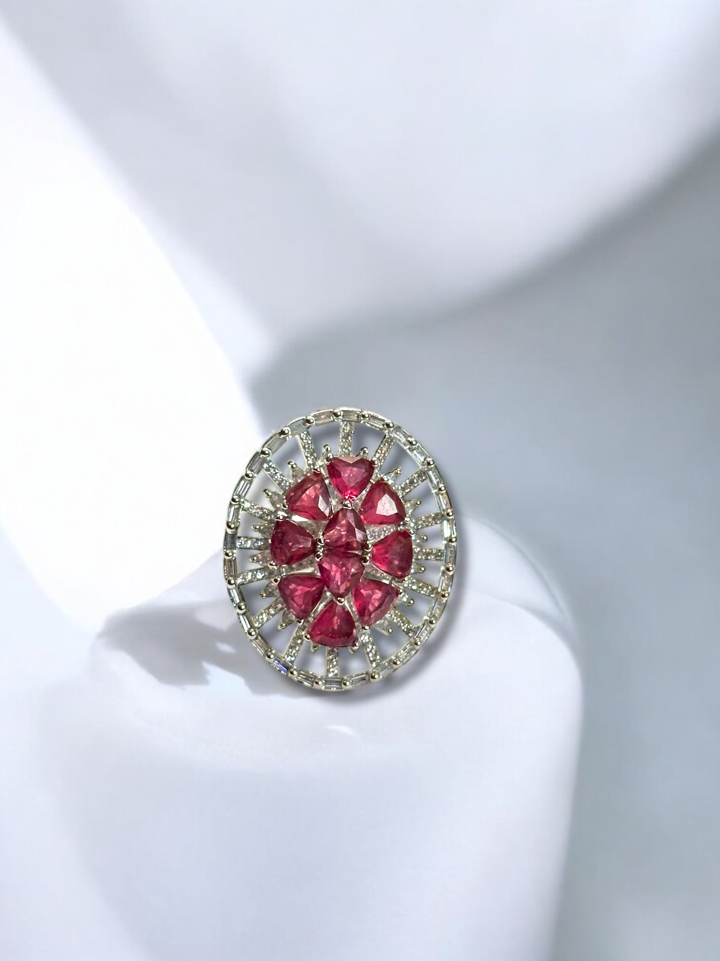 CZ Oval Alia Cocktail Adjustable Ring