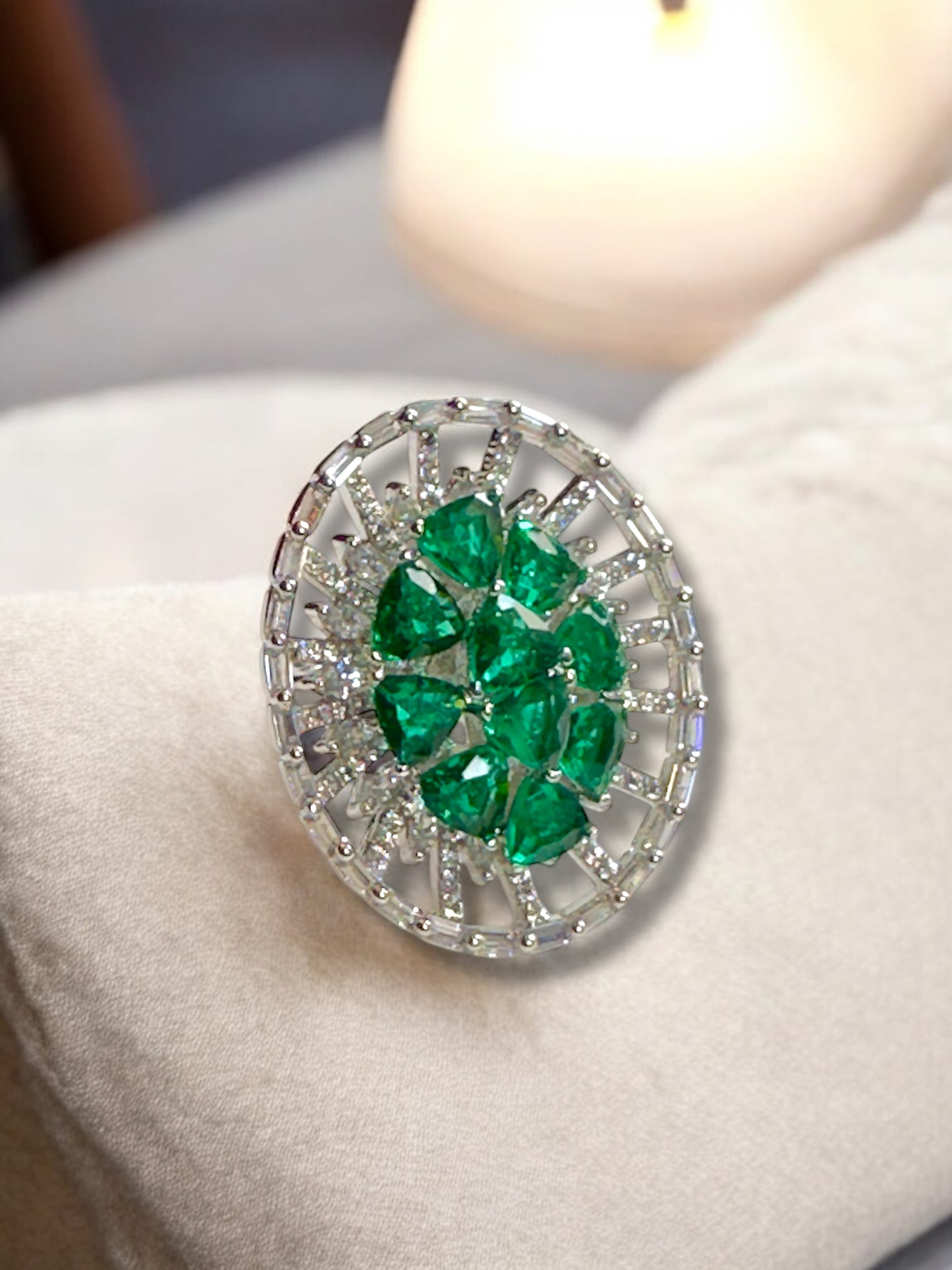 CZ Oval Alia Cocktail Adjustable Ring