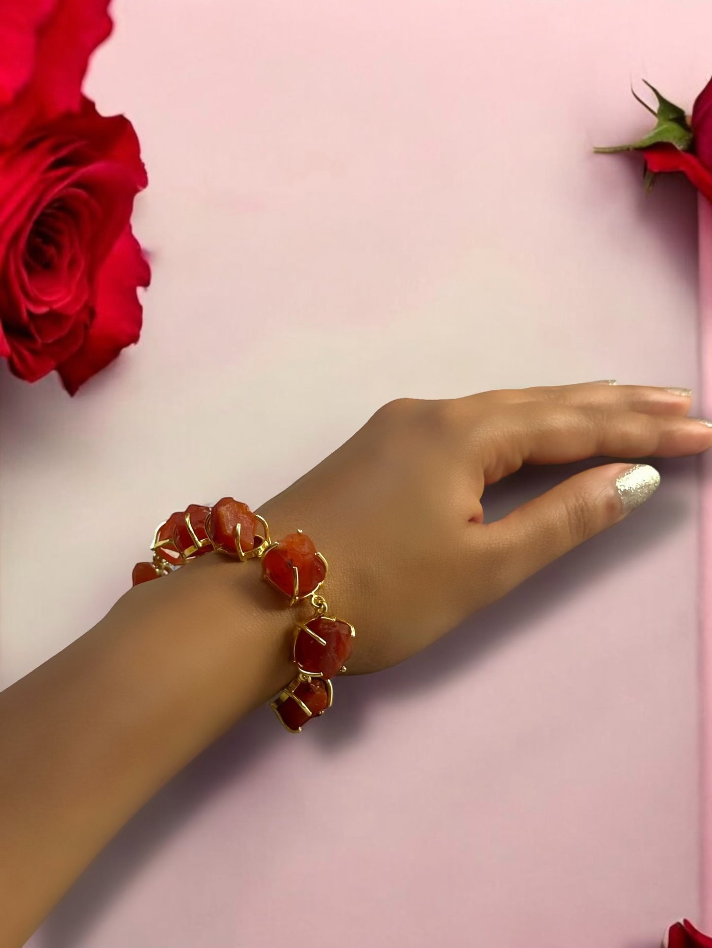Dark Orange Carnelion Stone Saisha Bracelet