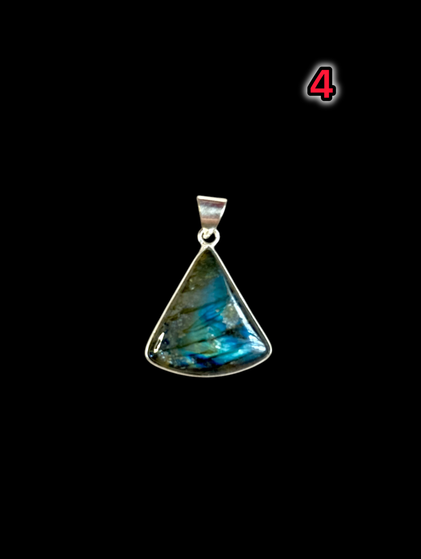 Mystic Aurora Labradorite Pendant in White Alloy (No Chain)