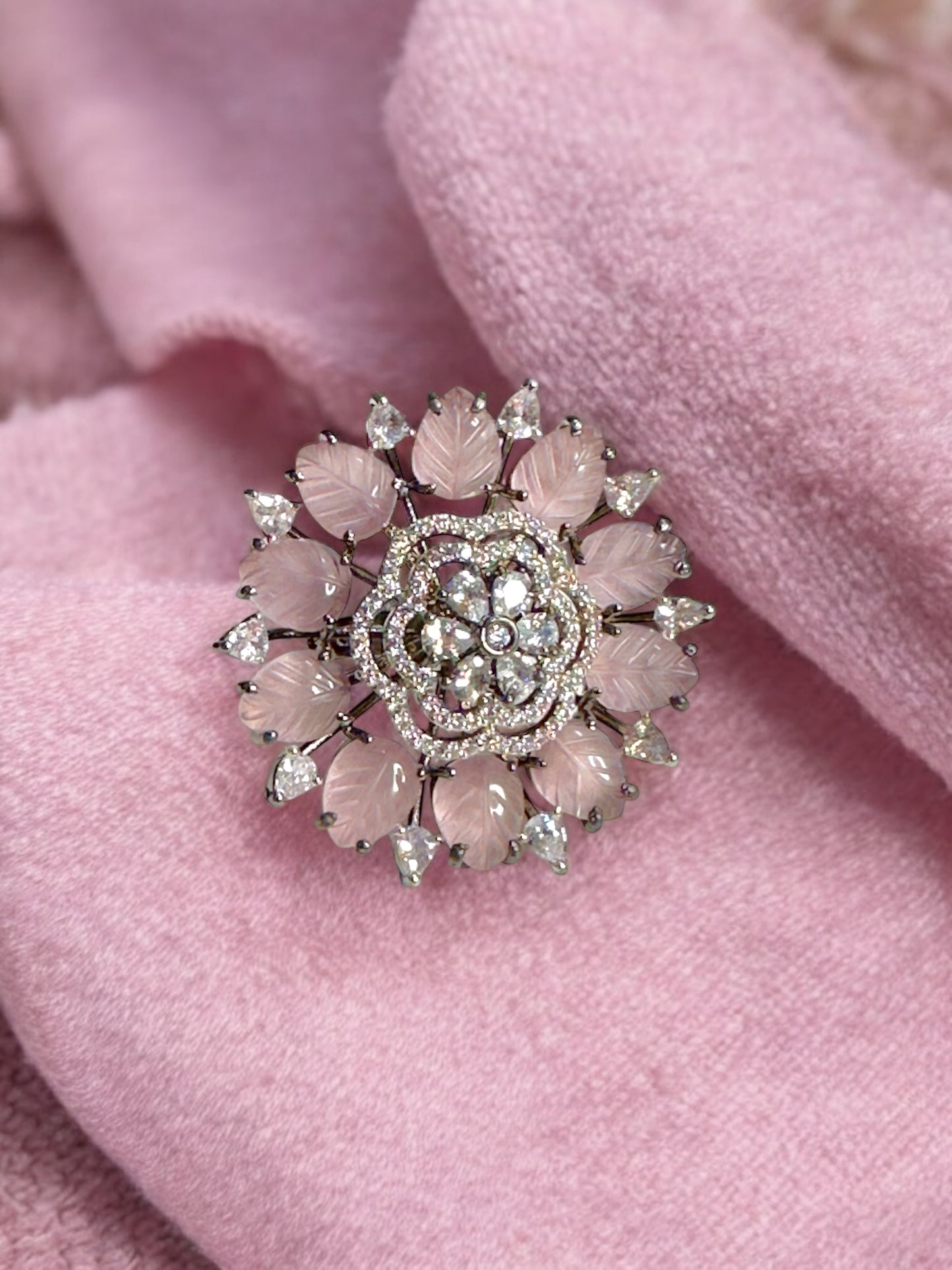 Carved Petals Alia Adjustable Cocktail Party Ring