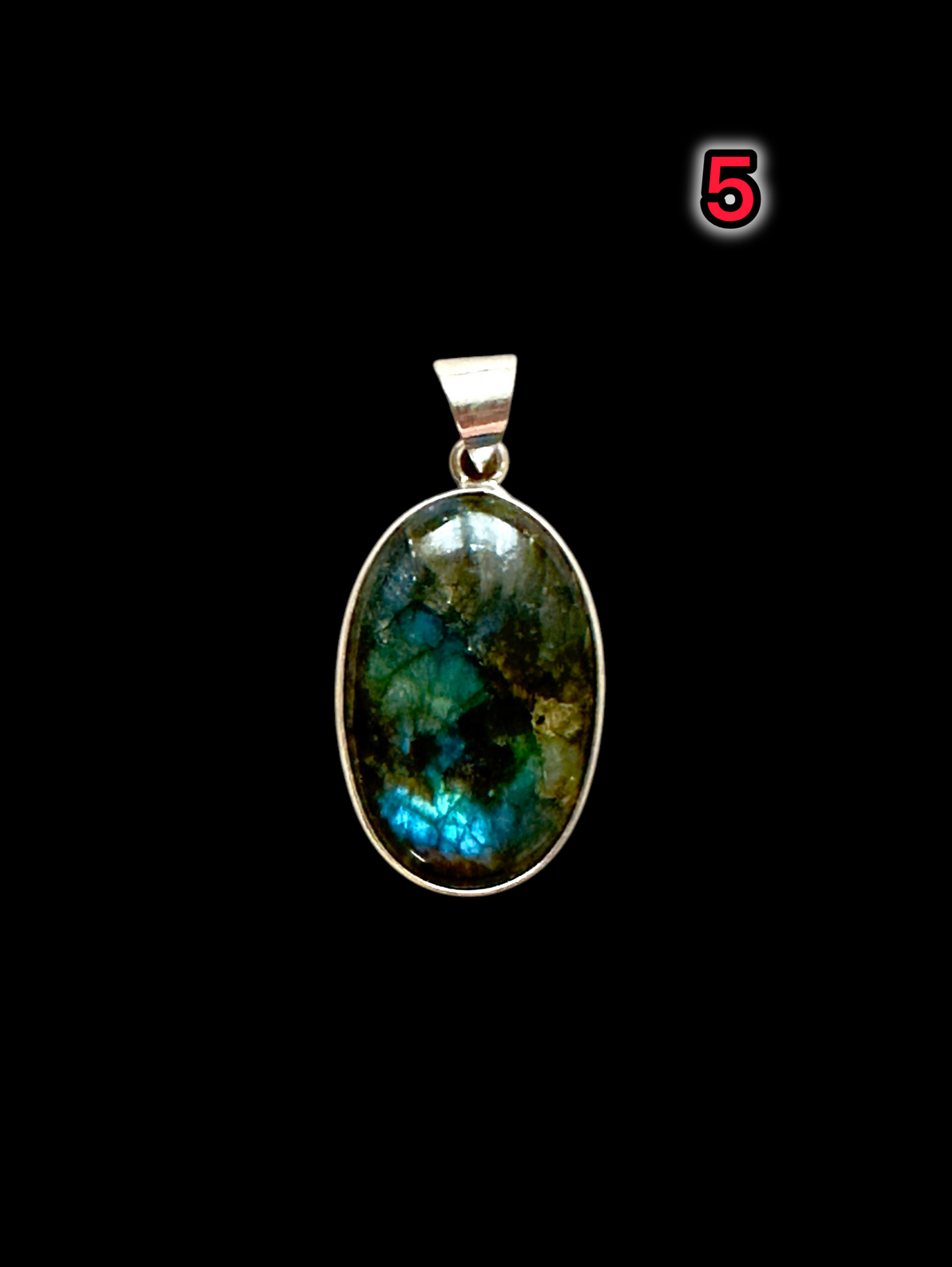 Mystic Aurora Labradorite Pendant in White Alloy (No Chain)