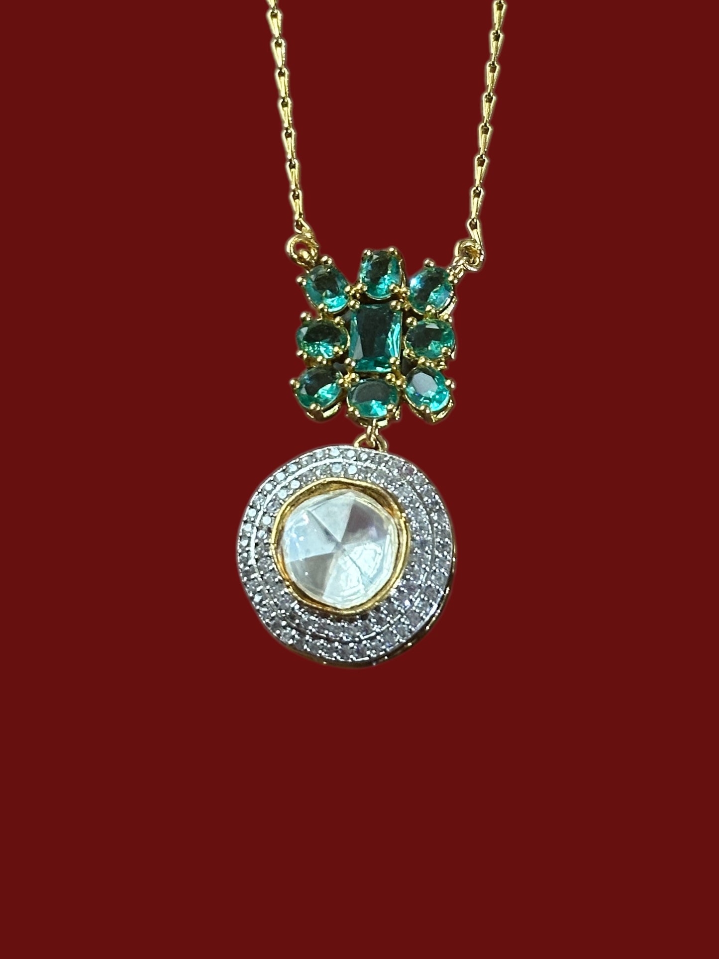 Chaand Polki Moissanite Chain Necklace Set