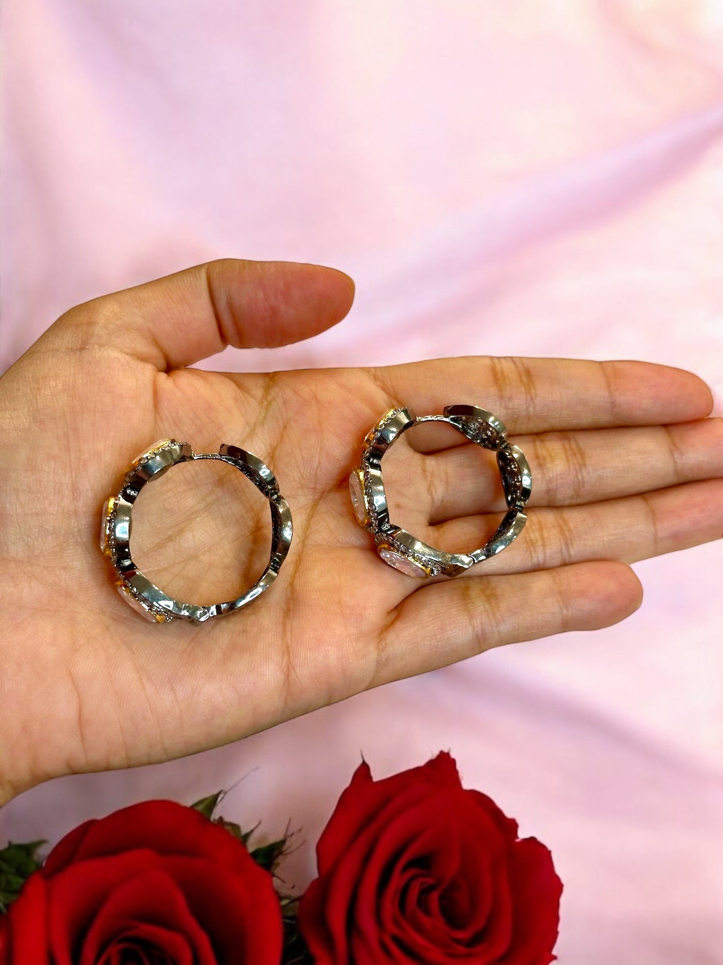 Anjana Moissanite Brass Hoops